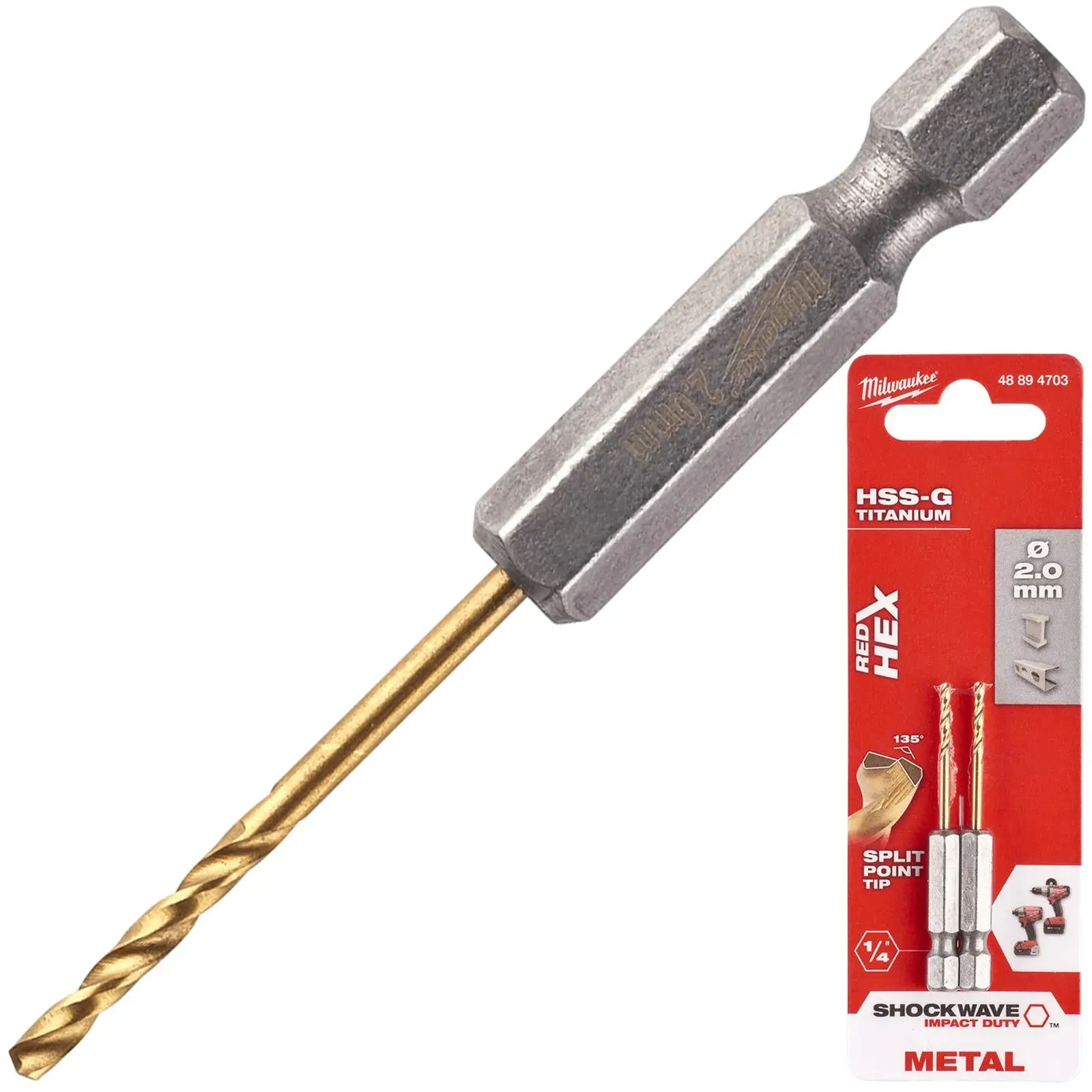 Milwaukee Red Hex Metal Drill Bits HSS Shockwave Impact Duty 1/4" Hex Shank - Image 26