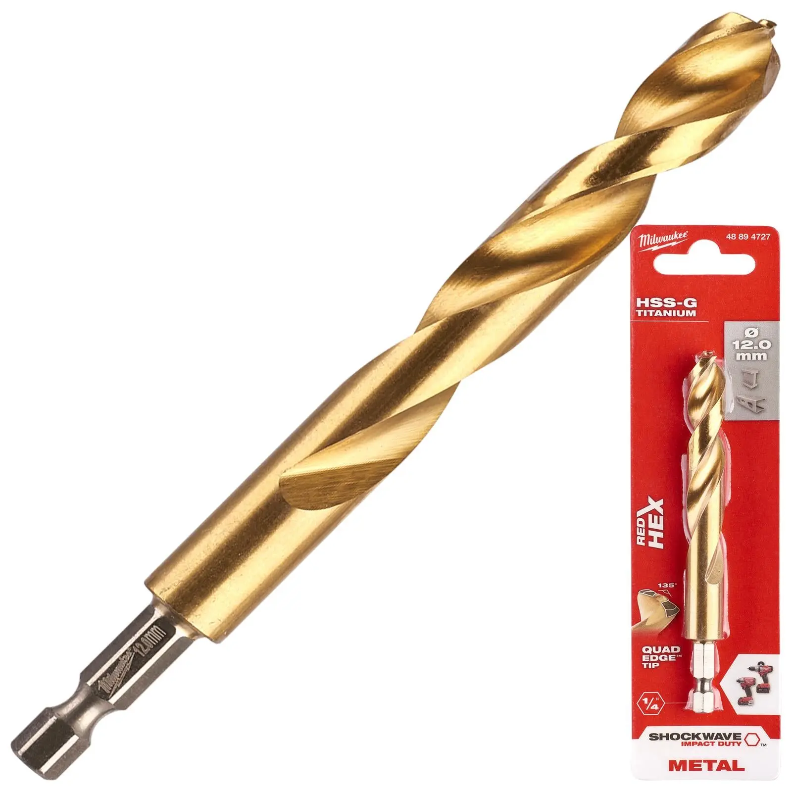 Milwaukee Red Hex Metal Drill Bits HSS Shockwave Impact Duty 1/4" Hex Shank - Image 27
