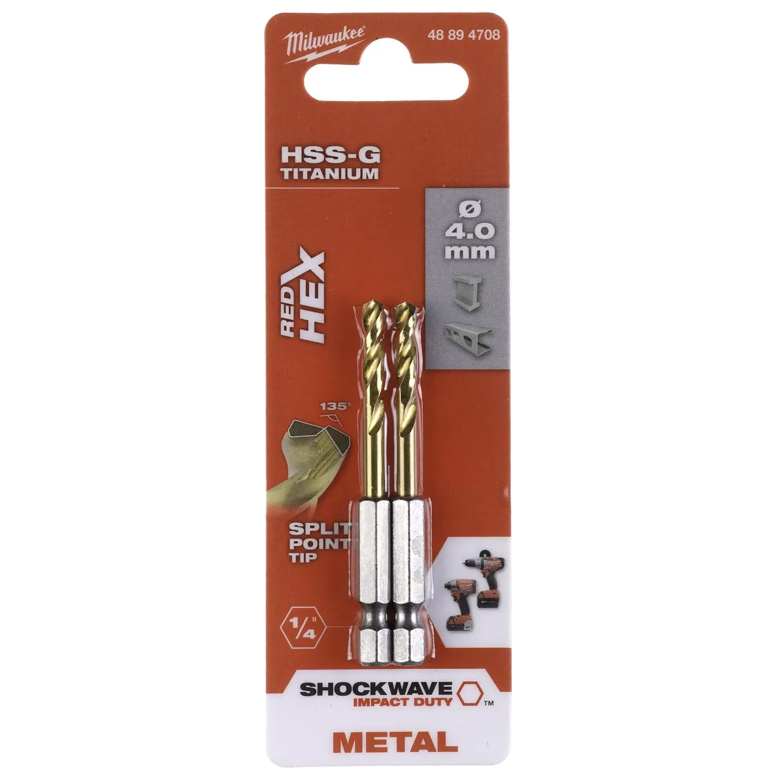 Milwaukee Red Hex Metal Drill Bits HSS Shockwave Impact Duty 1/4" Hex Shank - Image 32