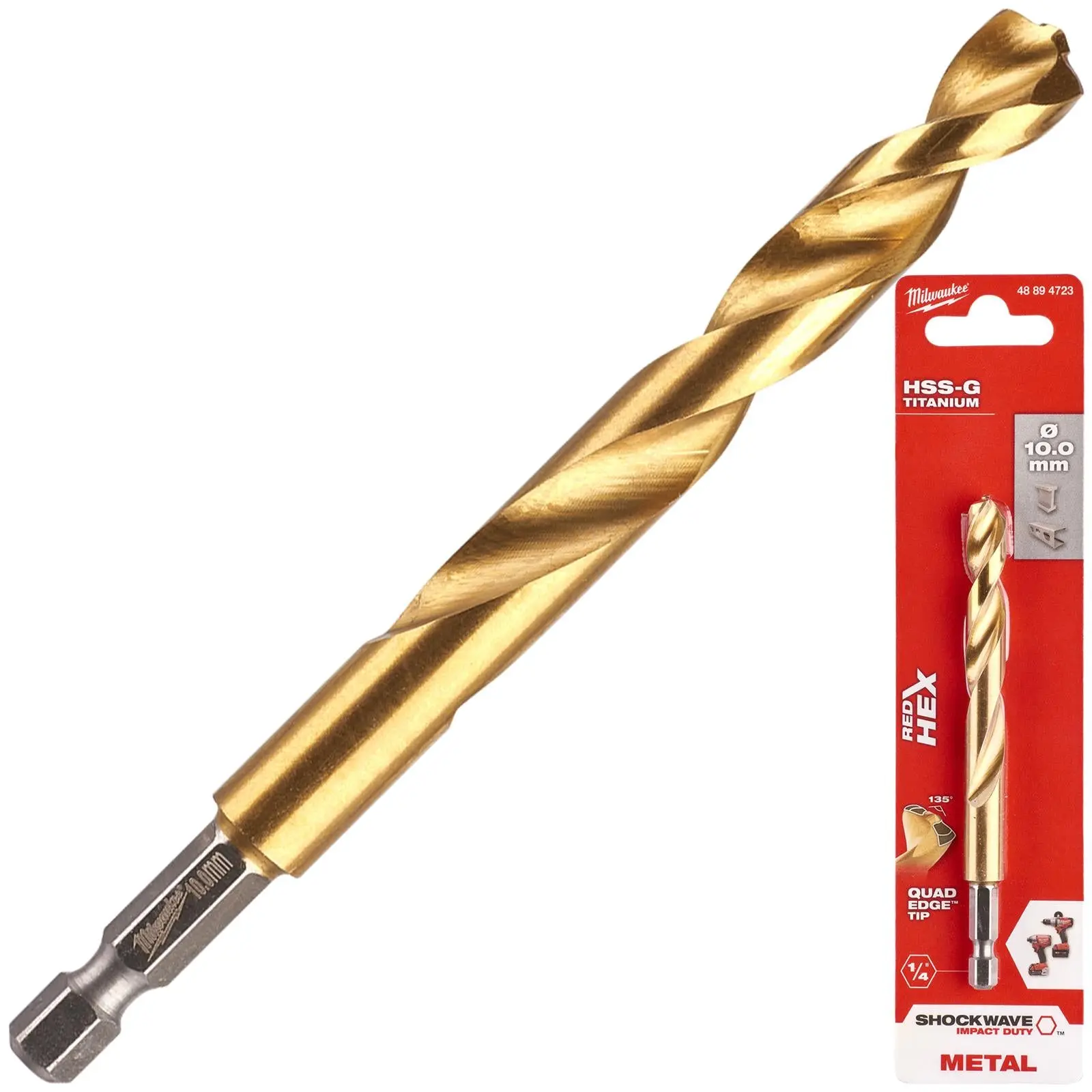 Milwaukee Red Hex Metal Drill Bits HSS Shockwave Impact Duty 1/4" Hex Shank - Image 5