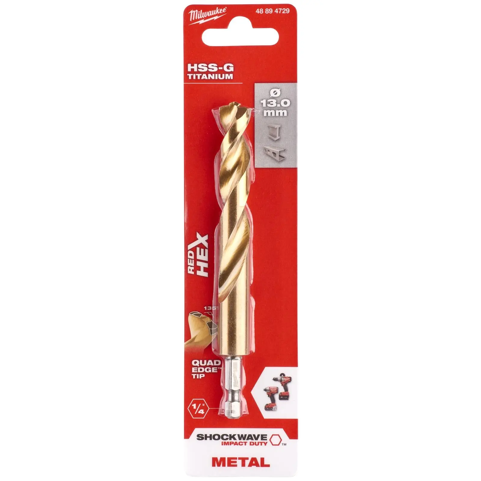 Milwaukee Red Hex Metal Drill Bits HSS Shockwave Impact Duty 1/4" Hex Shank - Image 50