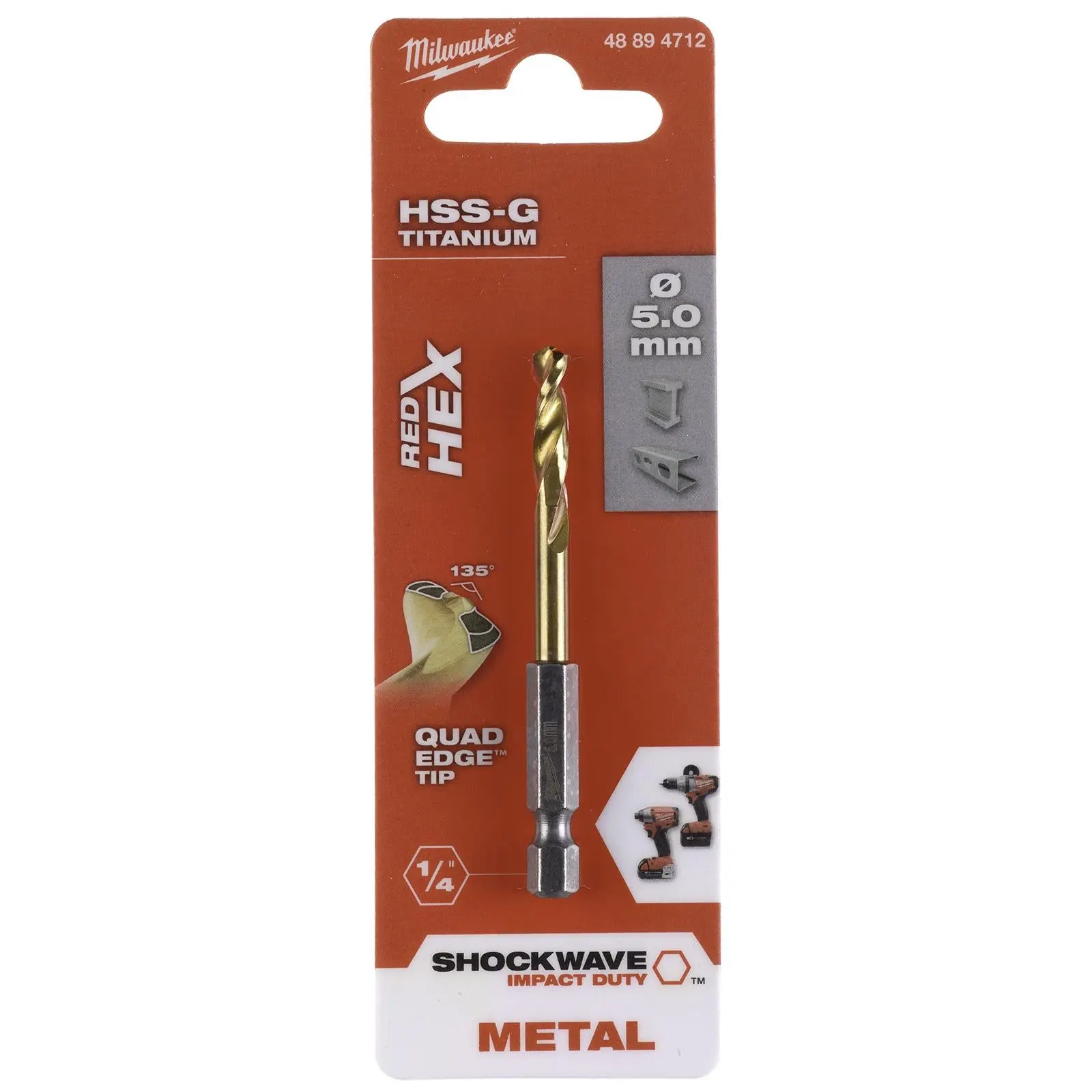 Milwaukee Red Hex Metal Drill Bits HSS Shockwave Impact Duty 1/4" Hex Shank - Image 66