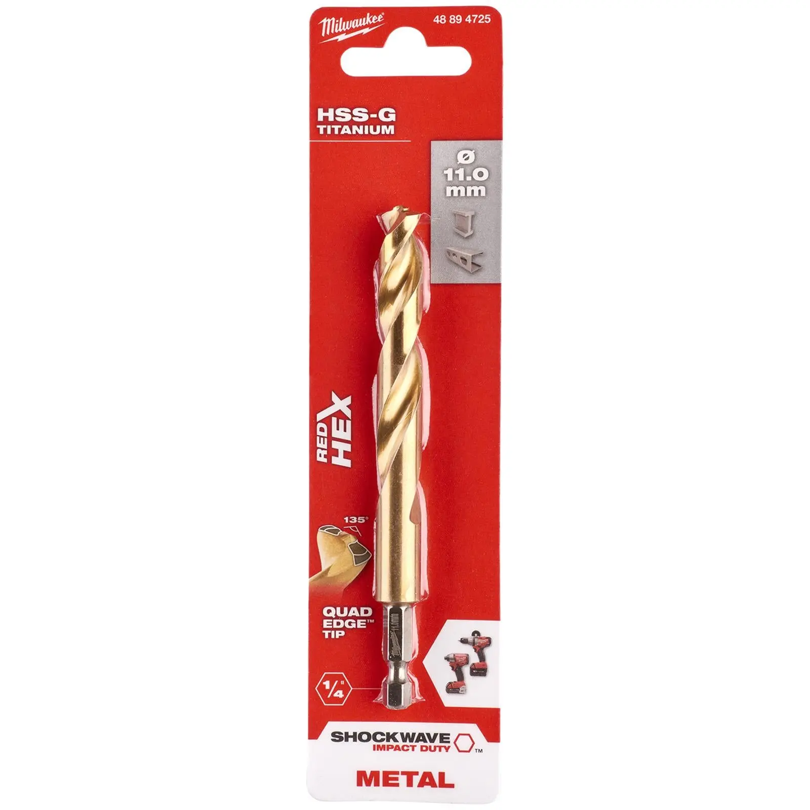 Milwaukee Red Hex Metal Drill Bits HSS Shockwave Impact Duty 1/4" Hex Shank - Image 74