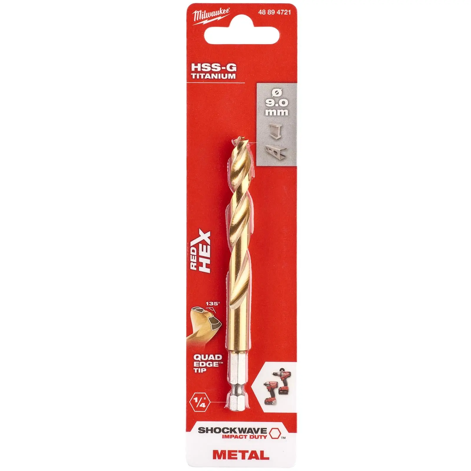 Milwaukee Red Hex Metal Drill Bits HSS Shockwave Impact Duty 1/4" Hex Shank - Image 76