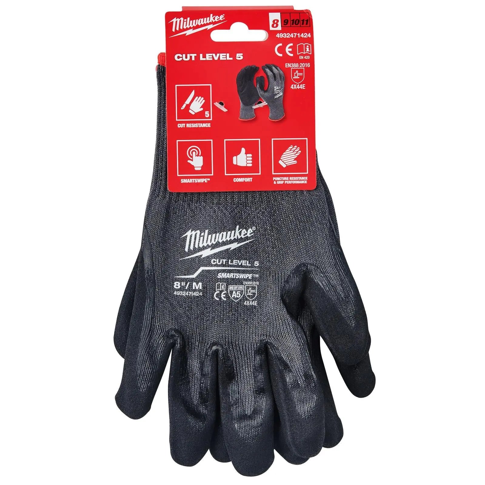 Milwaukee Safety Gloves Cut Level 5/E Dipped Glove Size 8 / M Medium - Image 2