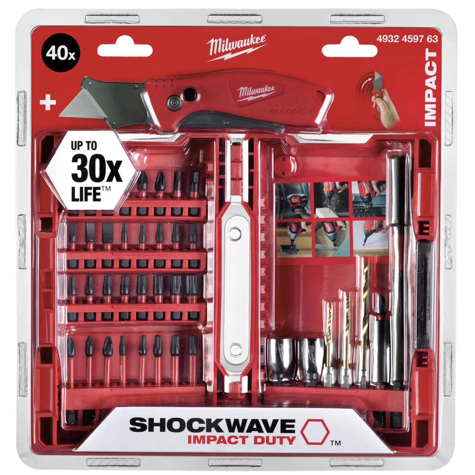 Milwaukee Screwdriver and Drill Bit Set 40 Piece SHOCKWAVE Impact Duty and Compact Knife - Image 2