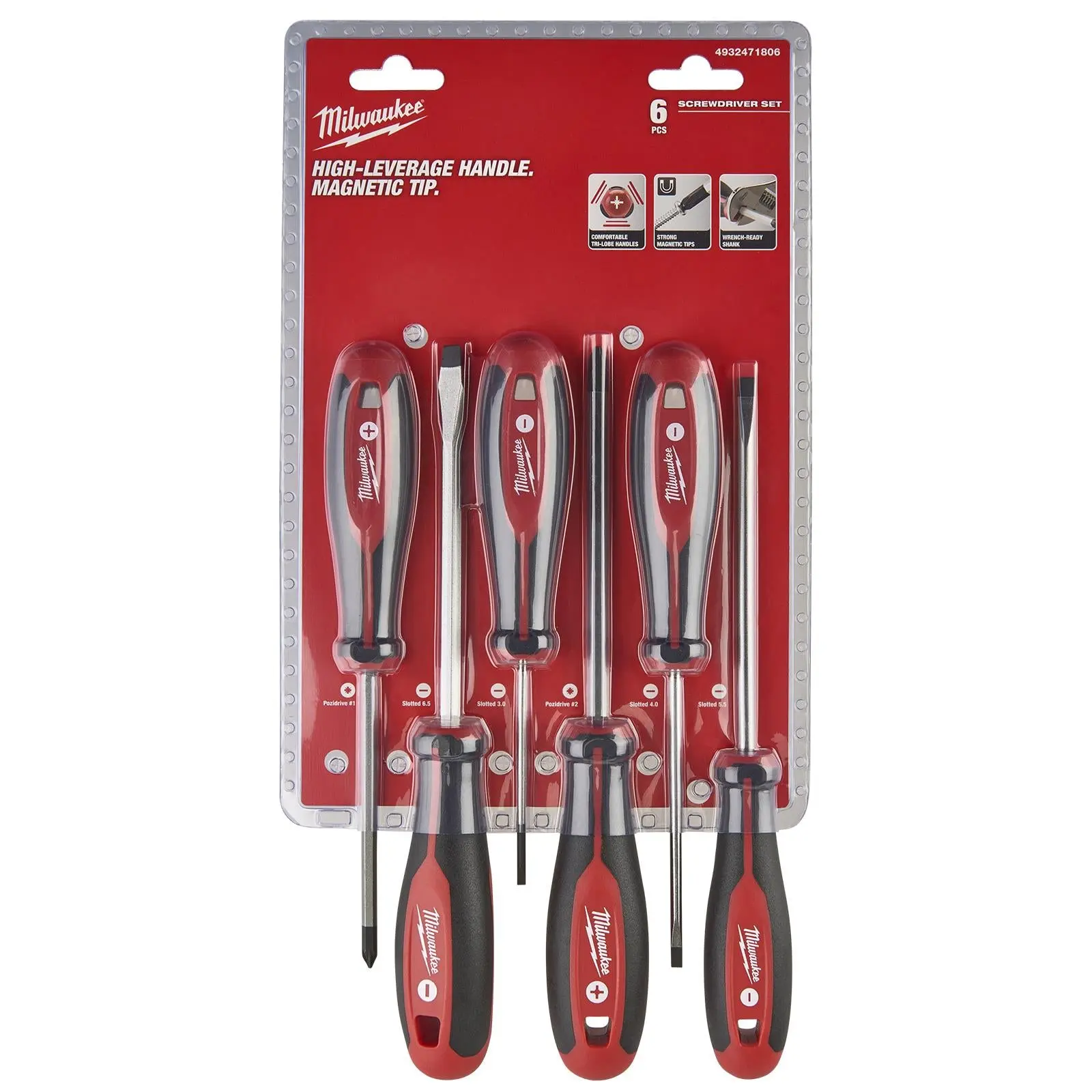 Milwaukee Screwdriver Set Tri-lobe Set 1 Pozi Slotted 6 Piece