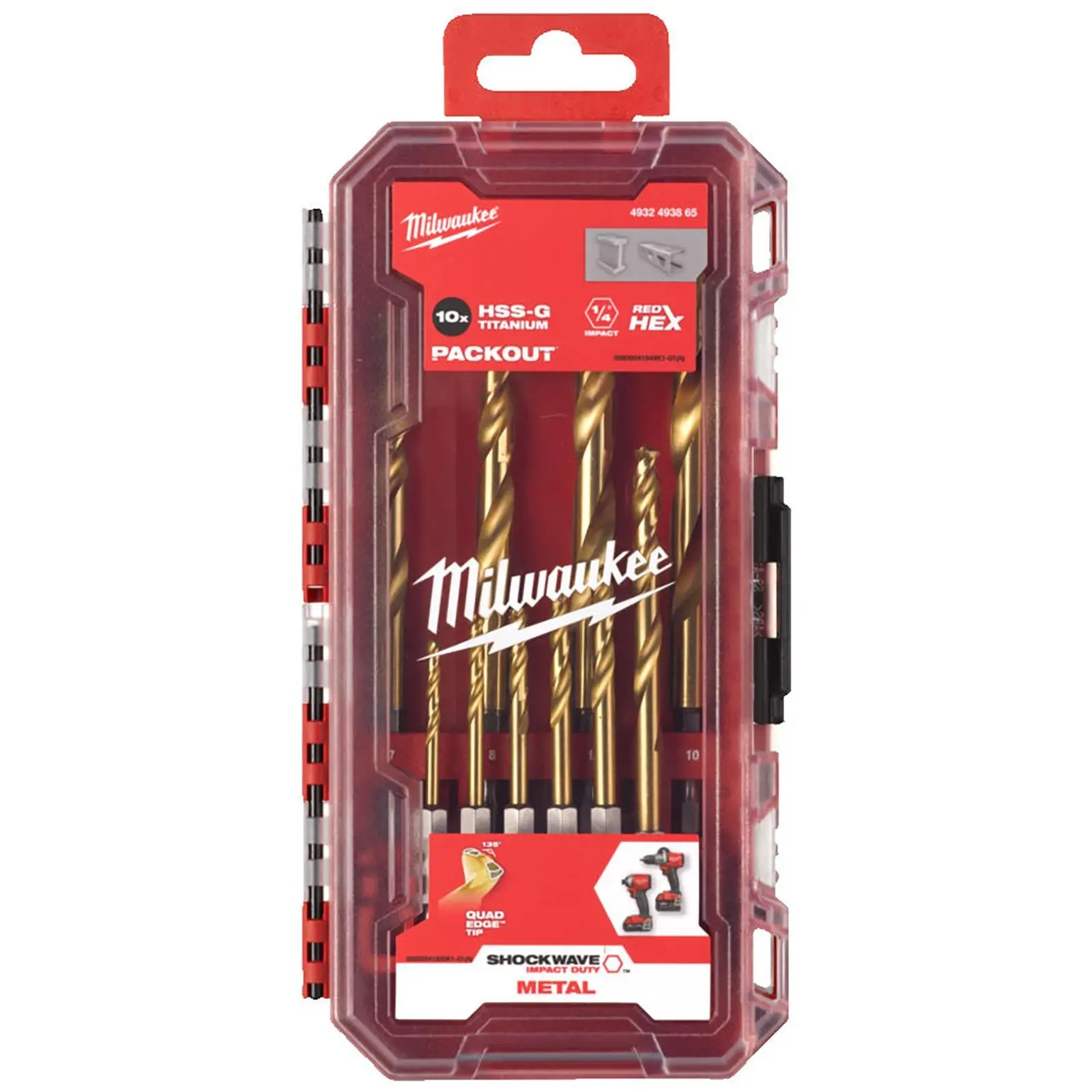 Milwaukee SHOCKWAVE Impact Duty HSS-G RED HEX Metal Drill Bit Set 10pc 3-10mm - Image 2