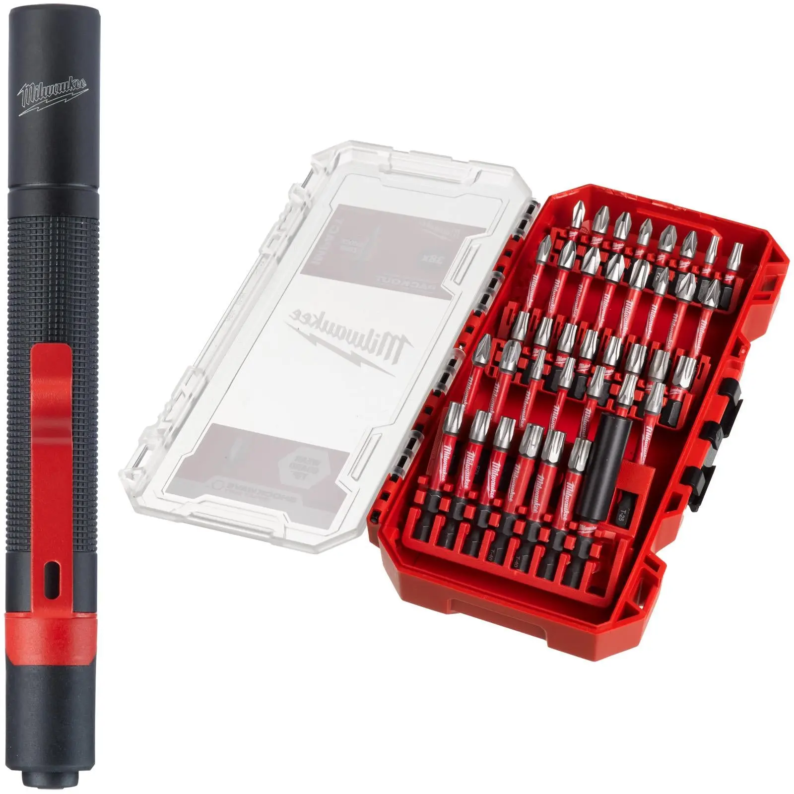 Milwaukee SHOCKWAVE Impact Duty Screwdriver Bit Set with LED Pen Light 39 Piece