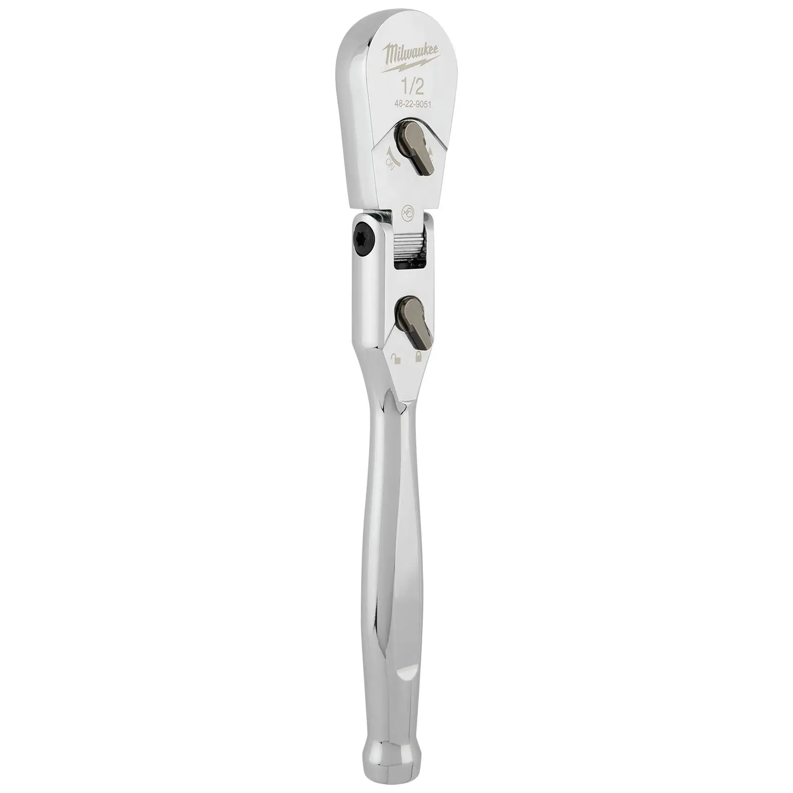 Milwaukee Socket Ratchet Wrench Flexible Head 1/2" Drive 90 Tooth Slim Profile Head - Image 3