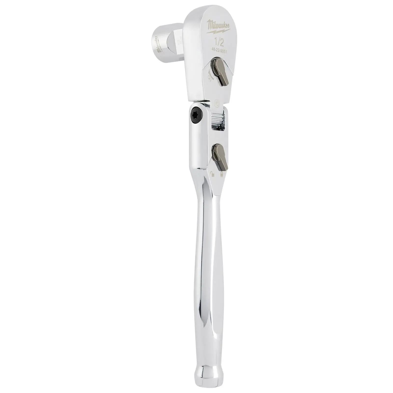 Milwaukee Socket Ratchet Wrench Flexible Head 1/2" Drive 90 Tooth Slim Profile Head - Image 5
