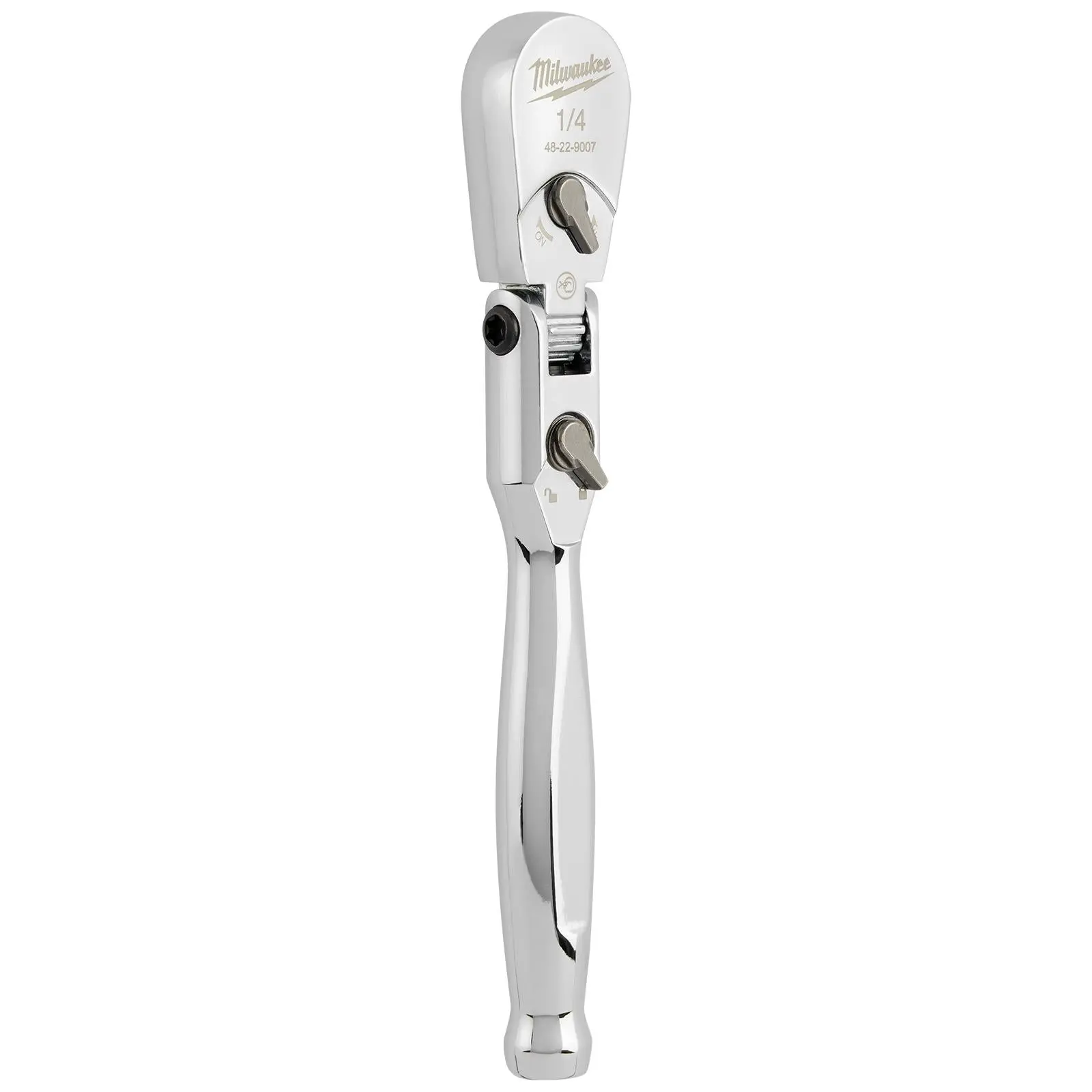 Milwaukee Socket Ratchet Wrench Flexible Head 1/4" Drive 90 Tooth Slim Profile Head - Image 3