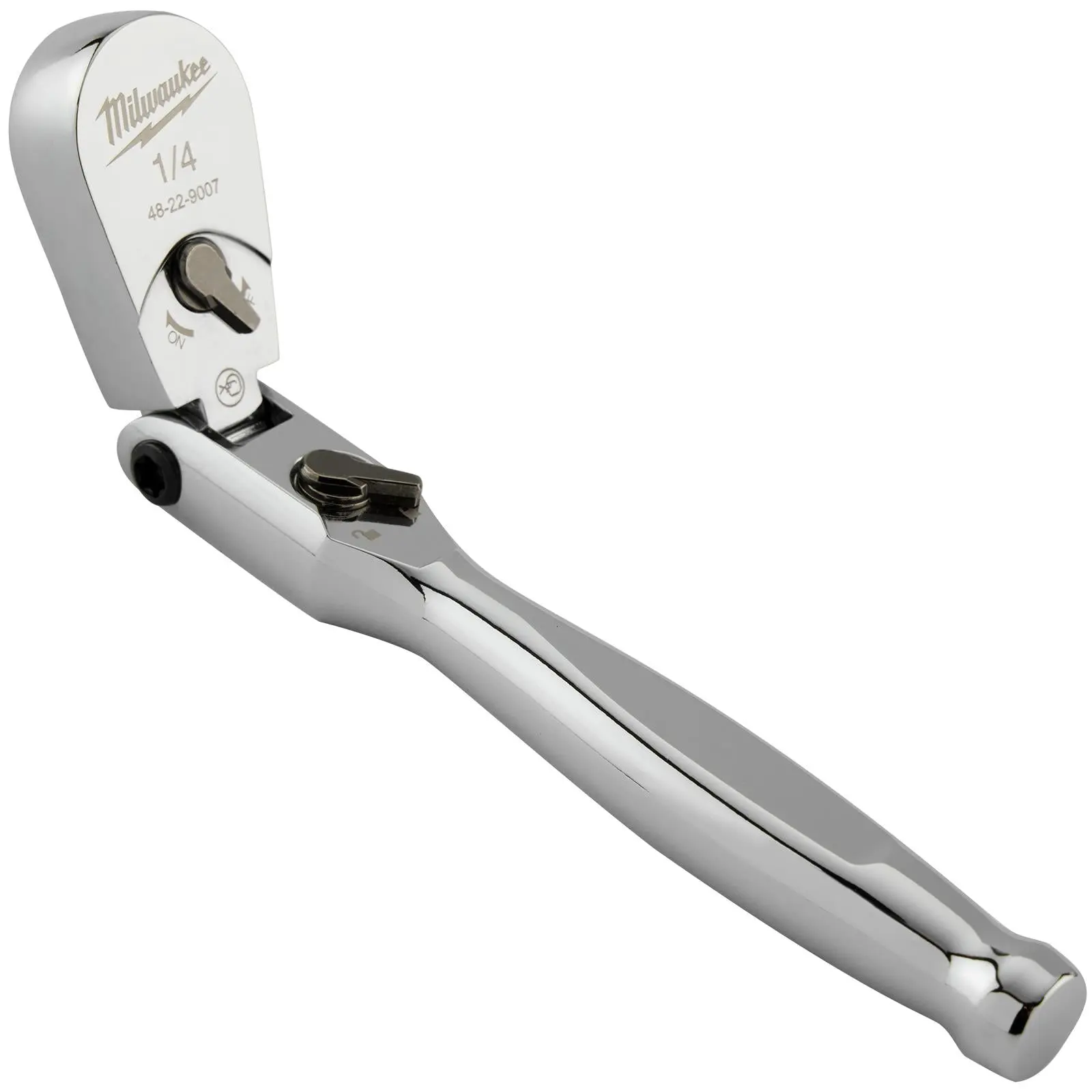 Milwaukee Socket Ratchet Wrench Flexible Head 1/4" Drive 90 Tooth Slim Profile Head - Image 4
