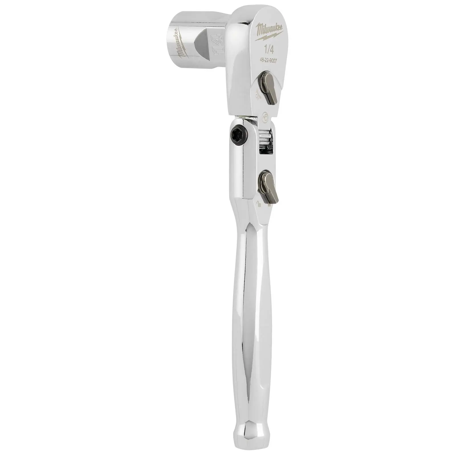 Milwaukee Socket Ratchet Wrench Flexible Head 1/4" Drive 90 Tooth Slim Profile Head - Image 5