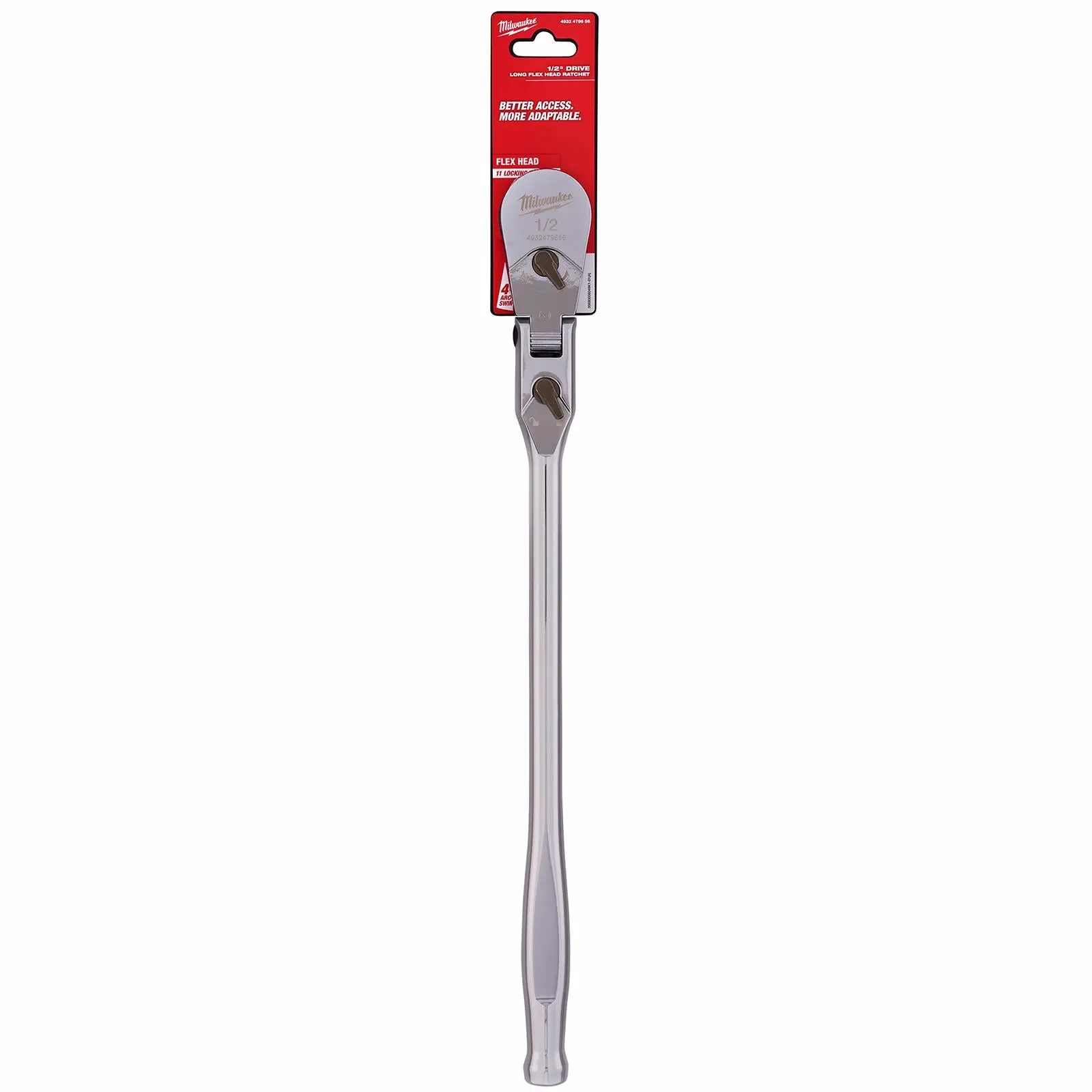 Milwaukee Socket Ratchet Wrench Long Flexible Head 1/2" Drive 90 Tooth Slim Profile Head - Image 2