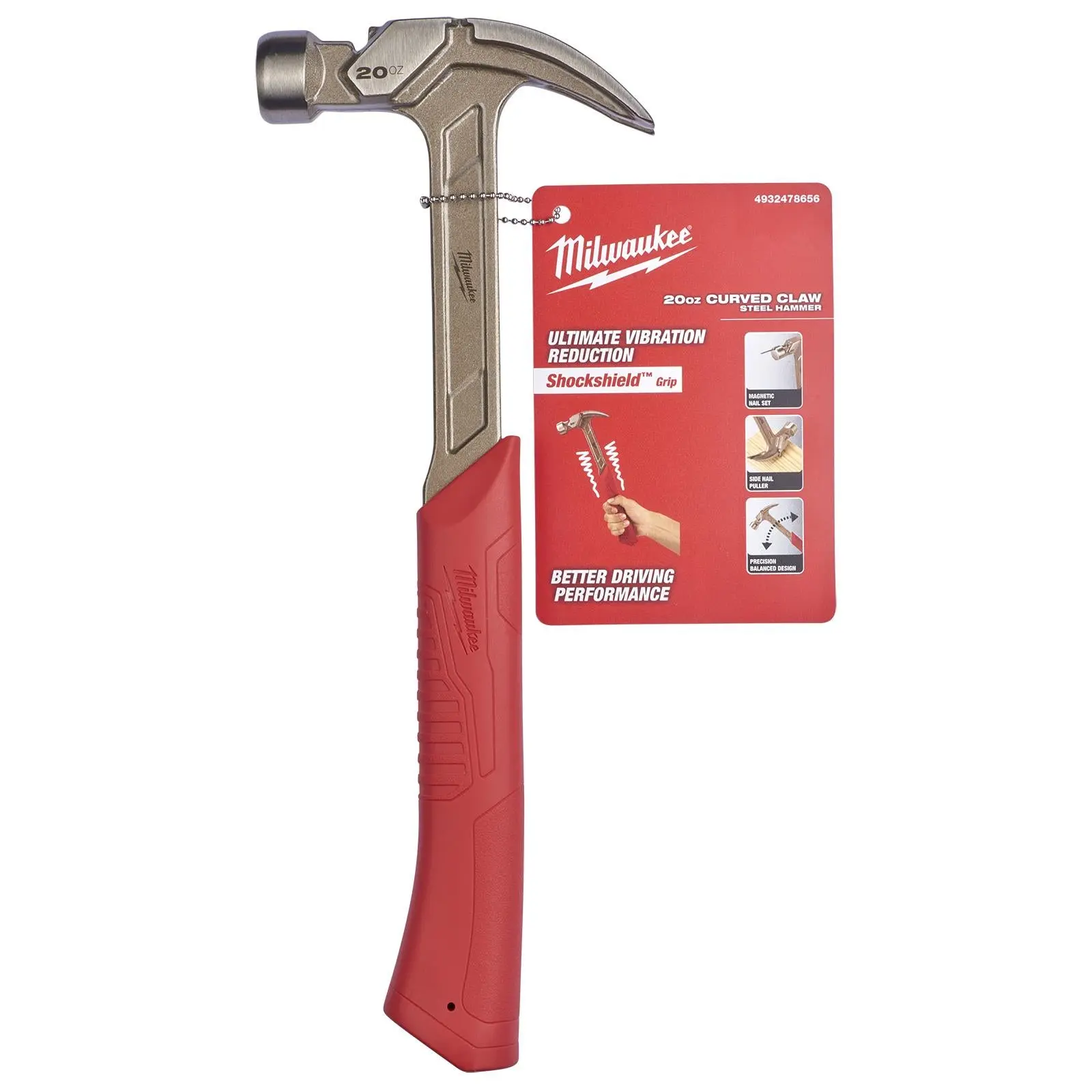 Milwaukee Steel Curved Claw Hammer 20oz Magnetic Nail Starter - Image 3