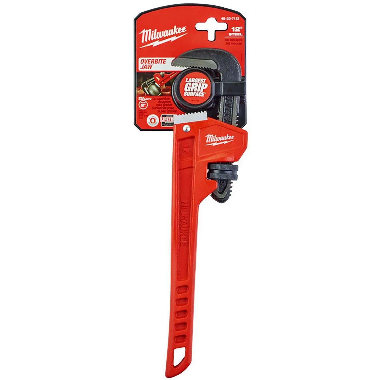 Milwaukee Steel Pipe Wrench 305mm 12" Adjustable Overbite Jaws Spanner - Image 2