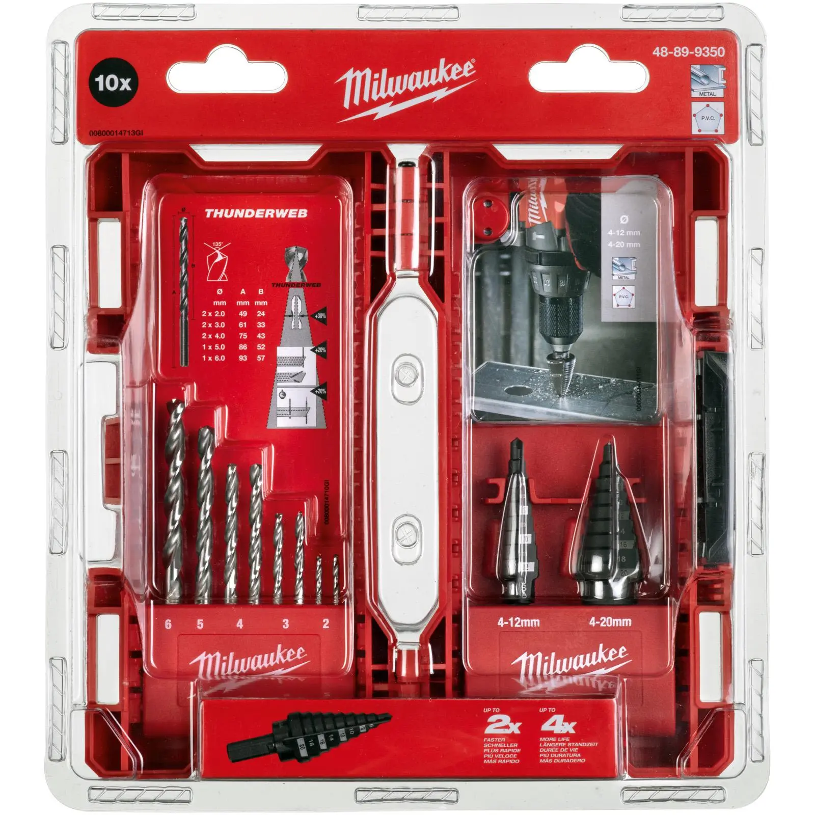 Milwaukee Step Drill and Thunderweb Metal Drill Bit Combo Set 10 Pieces - Image 2