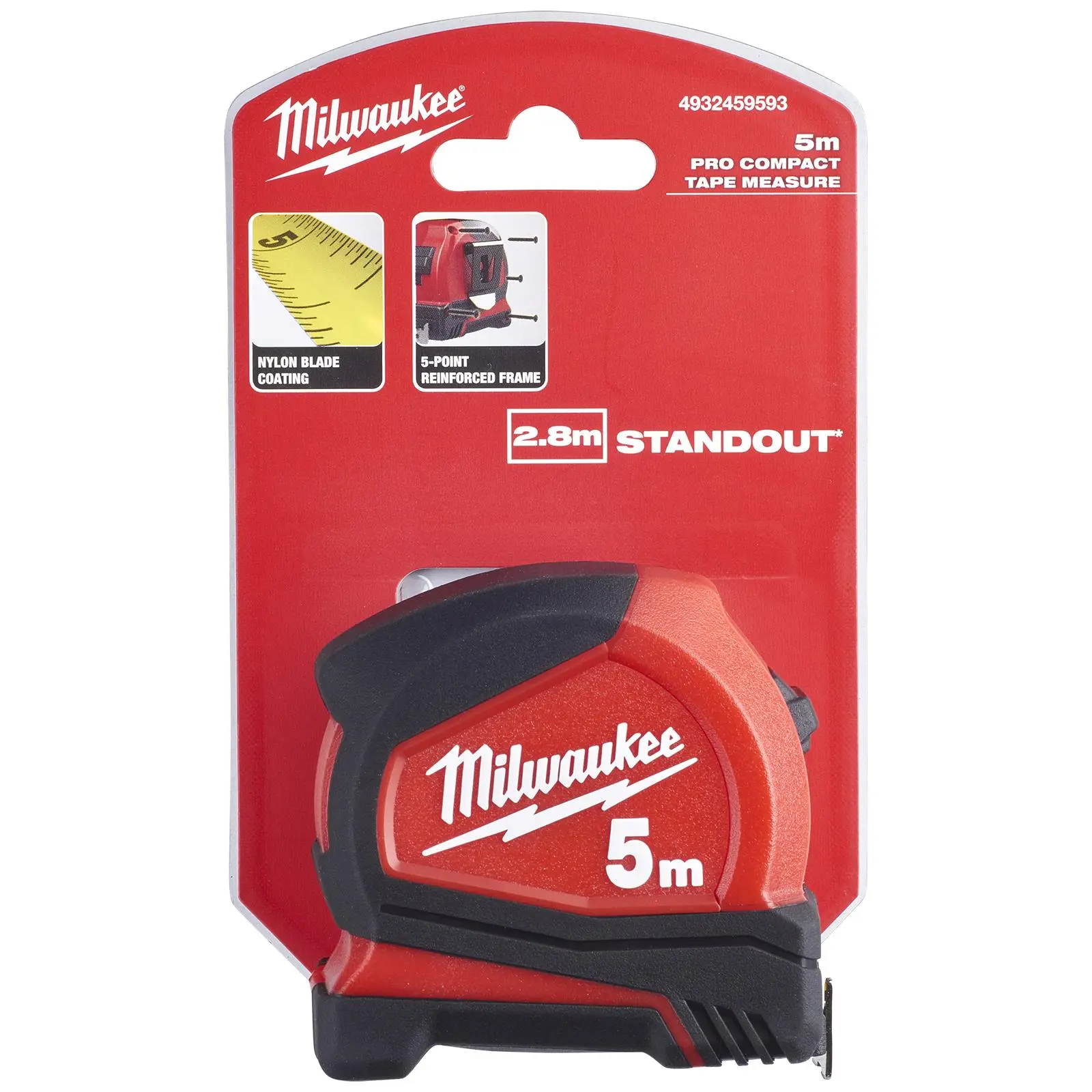 Milwaukee Tape Measure 5m Metric Pro Compact Pocket Tape 25mm Blade Width - Image 2