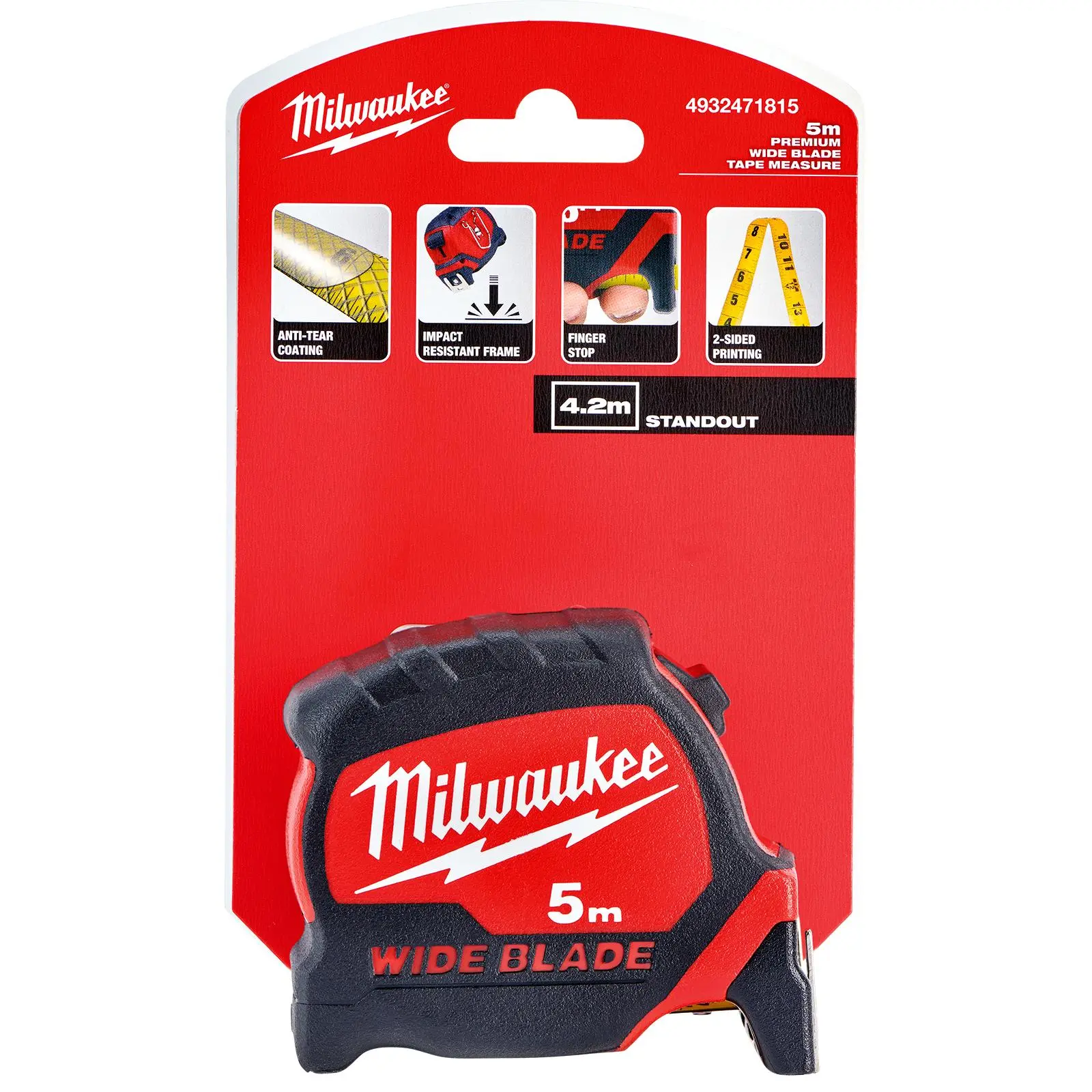 Milwaukee Tape Measure 5m Premium Wide Blade 33mm Metric - Image 2