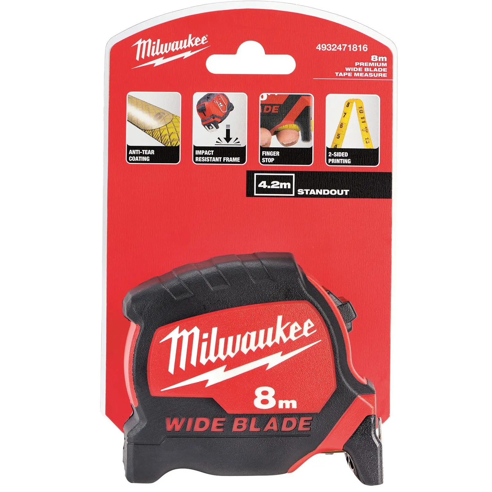 Milwaukee Tape Measure 8m Premium Wide Blade 33mm Metric - Image 2