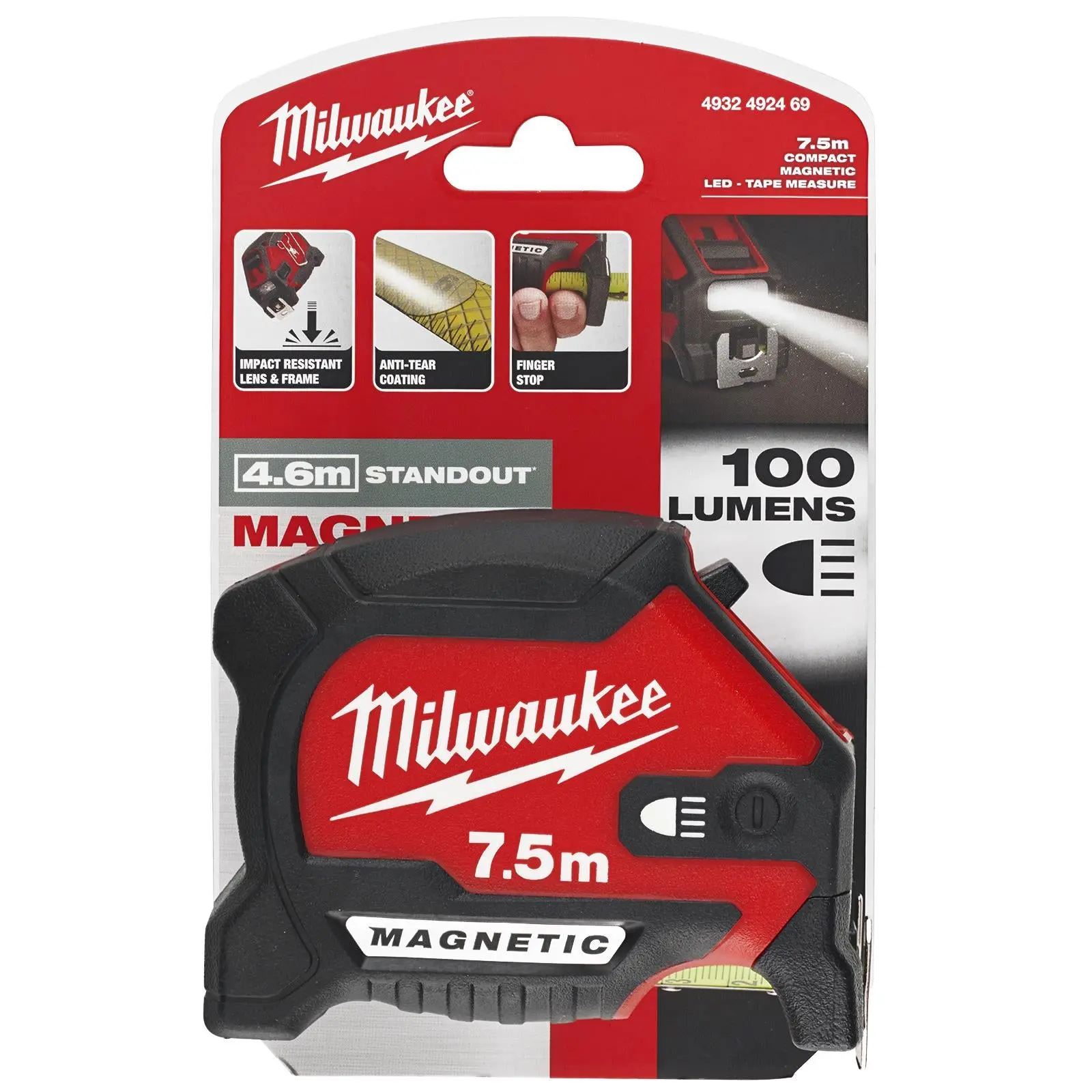 Milwaukee Tape Measure Magnetic 7.5m with LED Light 30mm Wide Blade 100 Lumens - Image 2