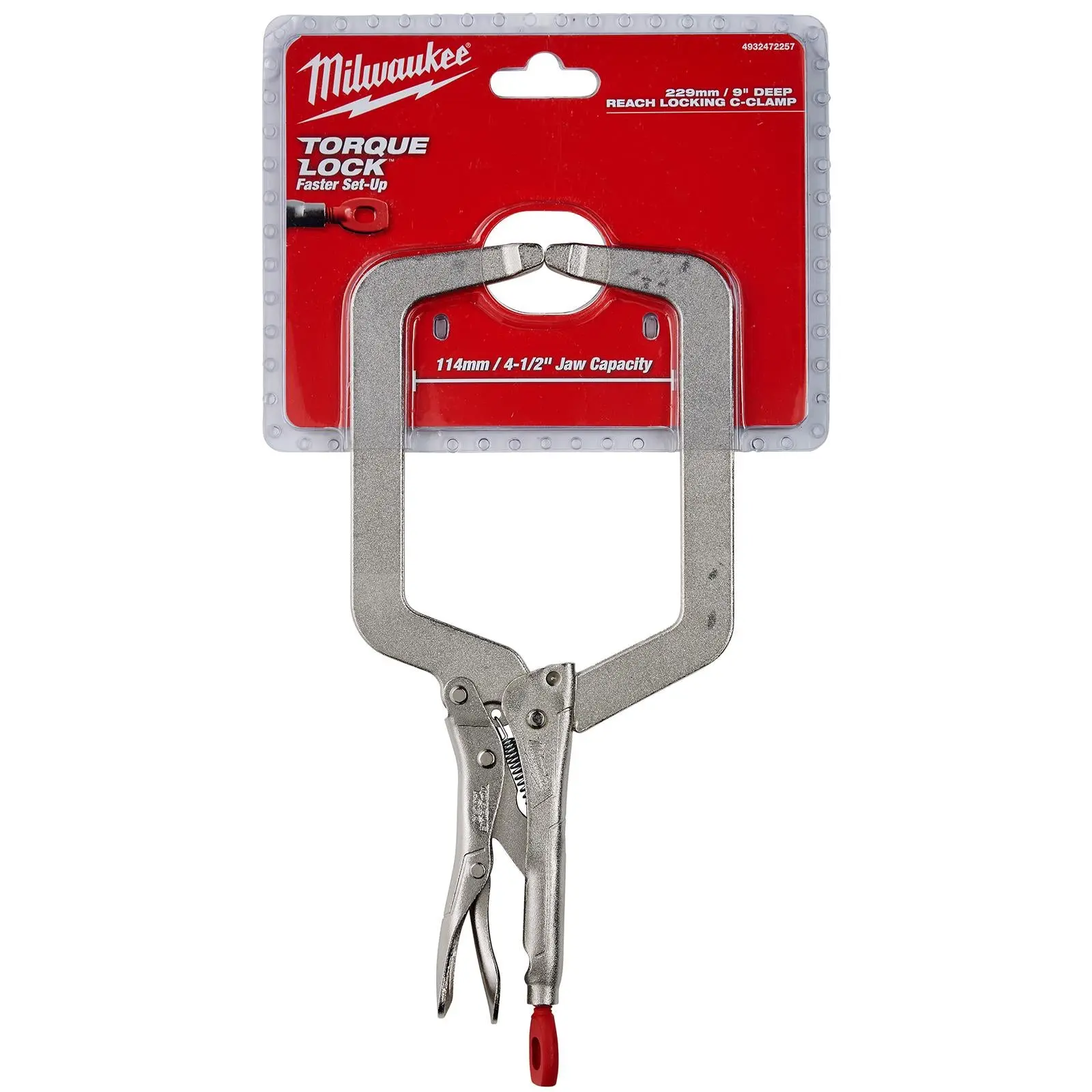Milwaukee Torque Lock Locking C Clamp 230mm Deep Reach Clamp with Regular Jaws - Image 2