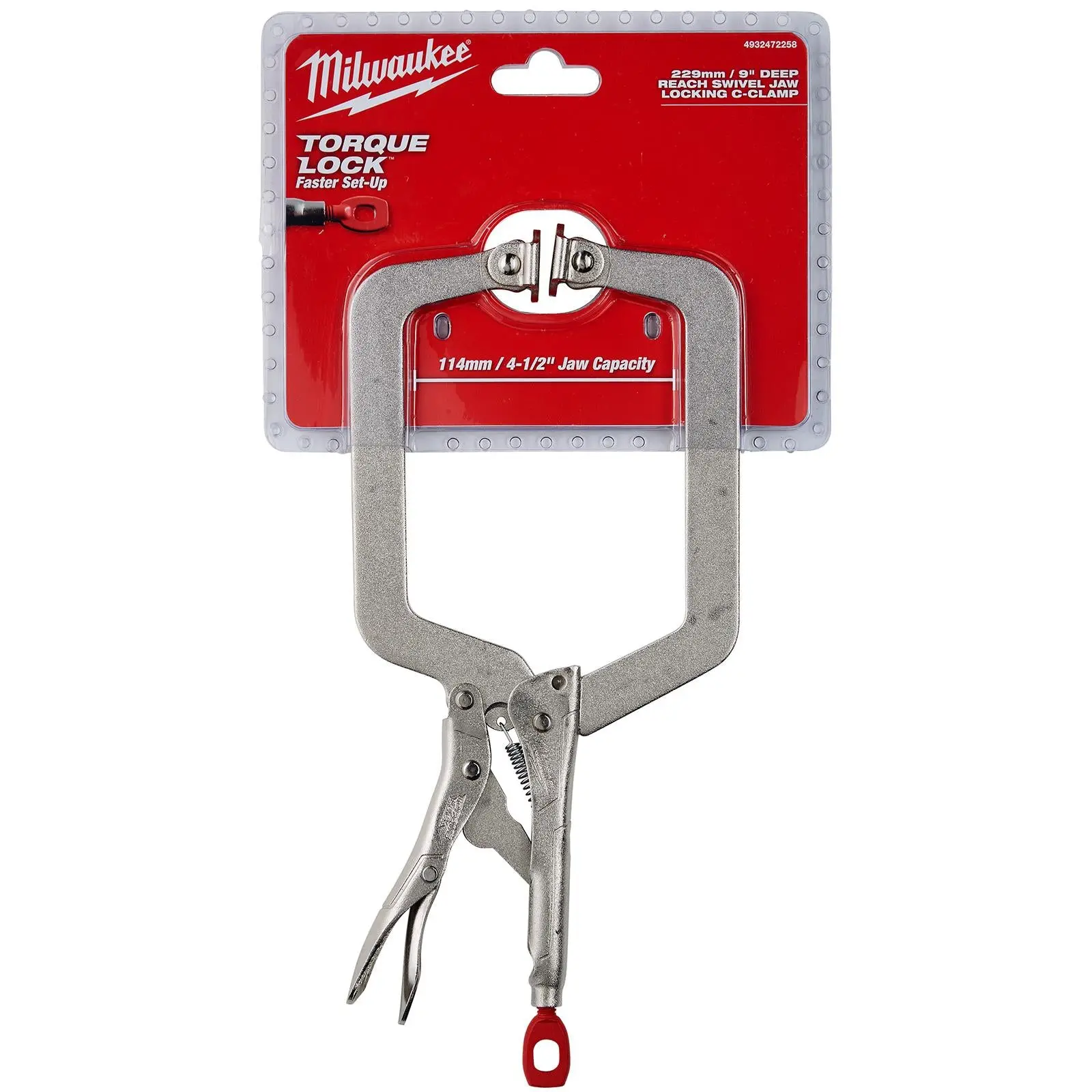 Milwaukee Torque Lock Locking C Clamp 230mm Deep Reach Clamp with Swivel Jaws - Image 2