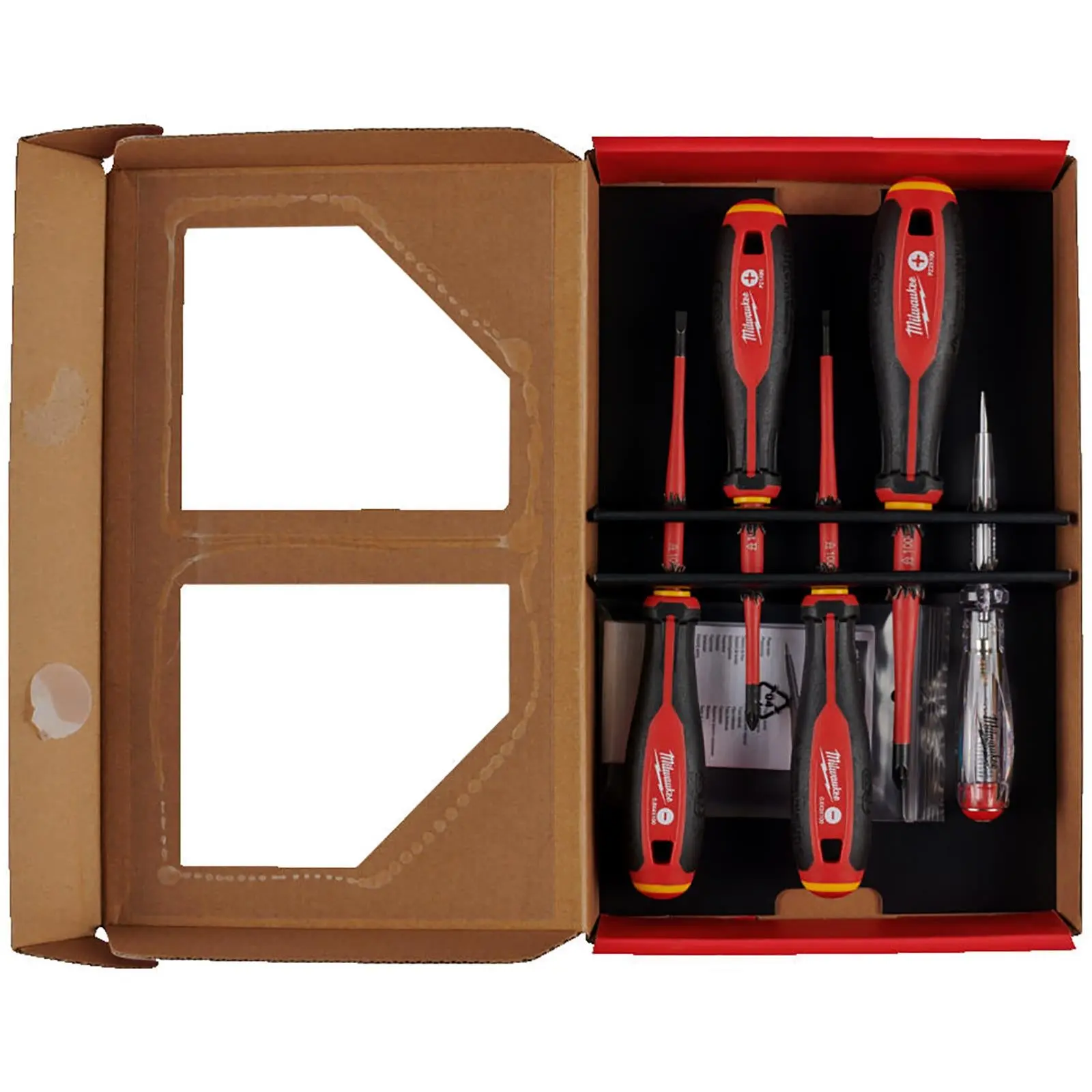 Milwaukee Tri-Lobe VDE Screwdriver Set Slim 5 Piece Slotted Pozi - Image 2