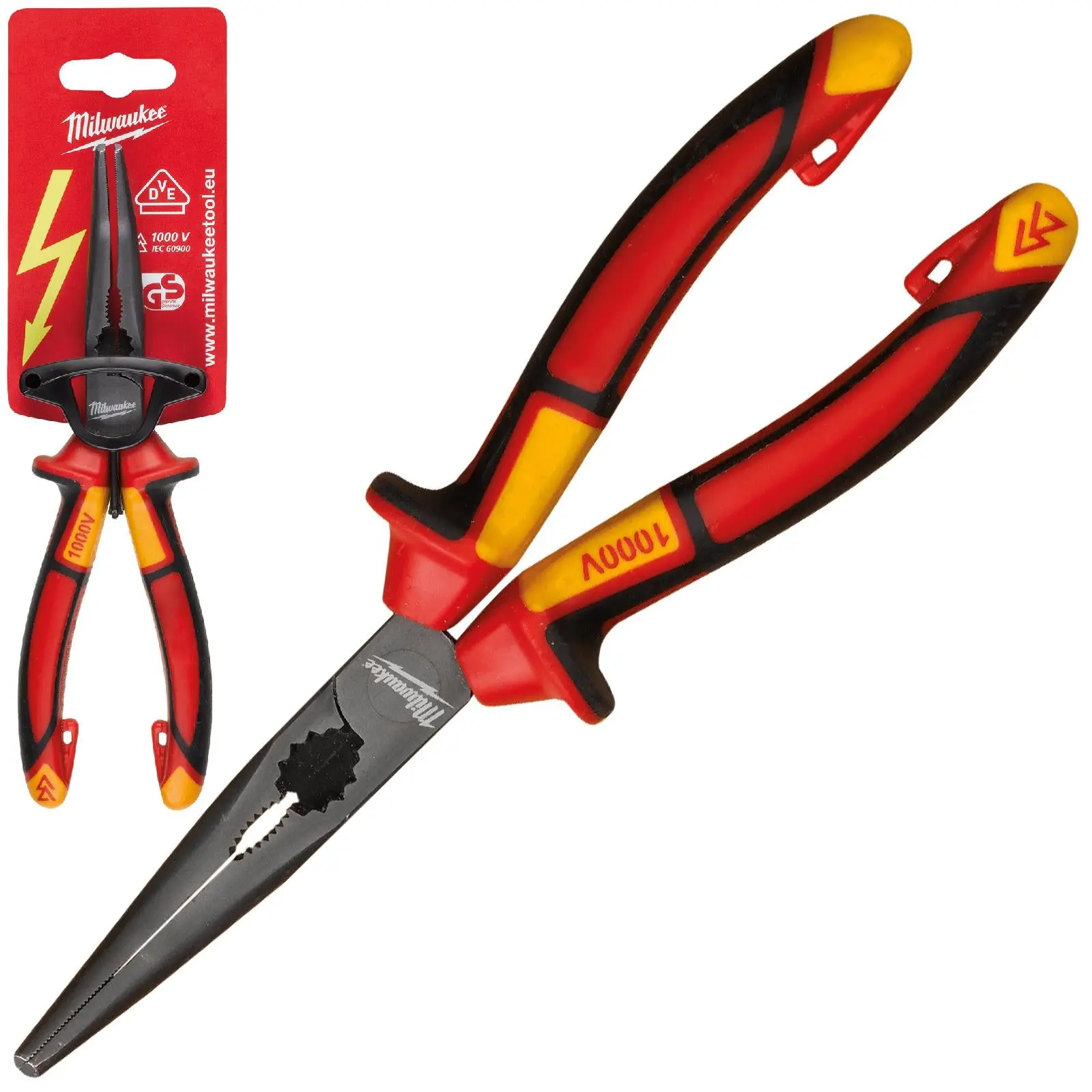 Milwaukee VDE Long 45° Round Nose Pliers 205mm Insulated 10,000V