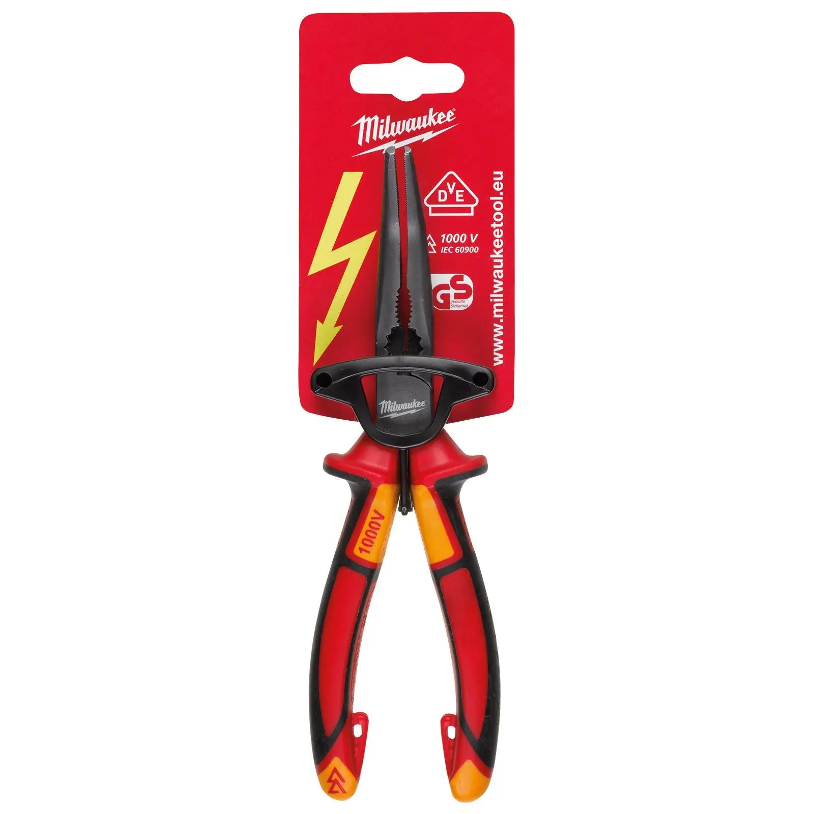 Milwaukee VDE Long 45° Round Nose Pliers 205mm Insulated 10,000V - Image 2