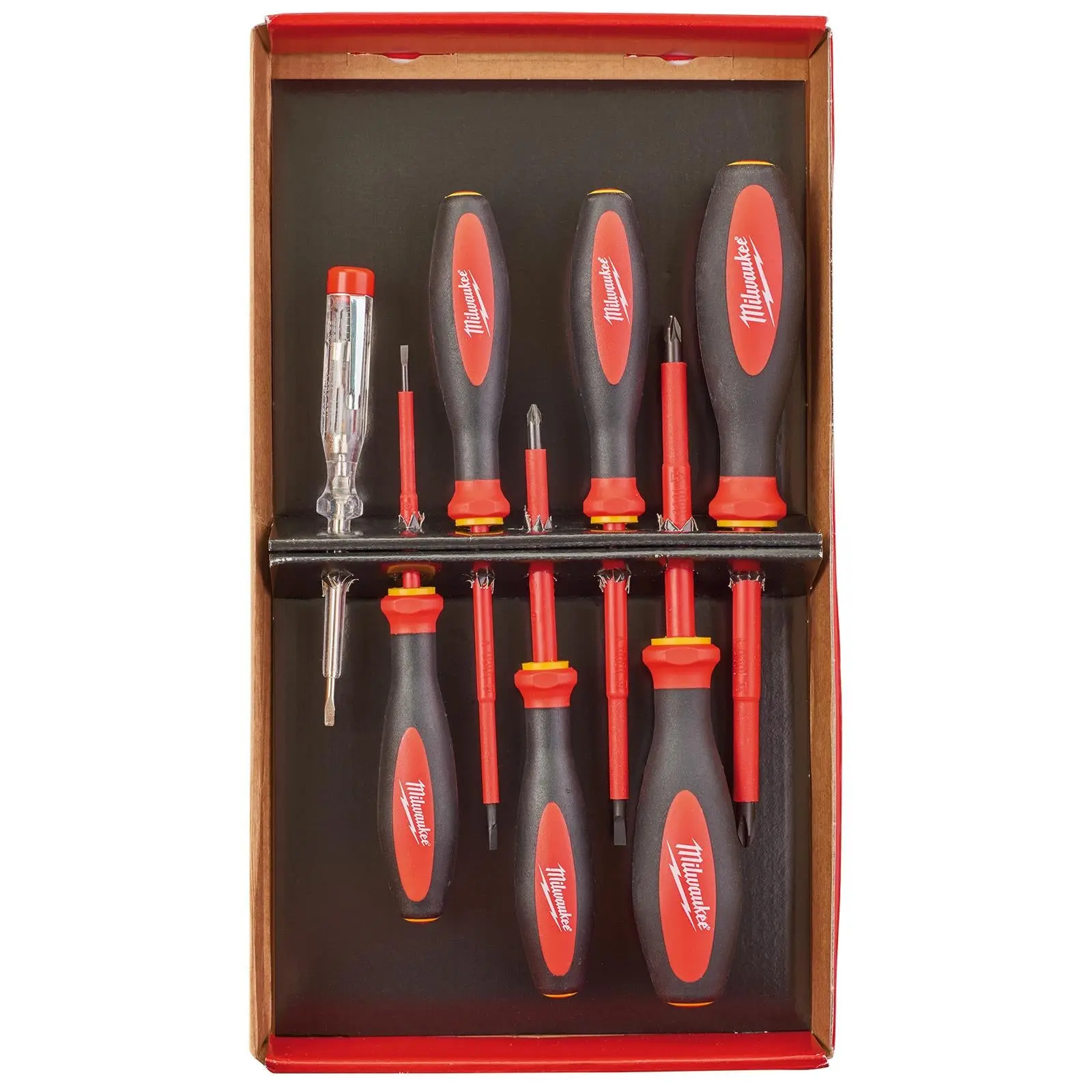 Milwaukee VDE Screwdriver Set 7 Piece Slotted Phillips Pozi Voltage Tester - Image 3