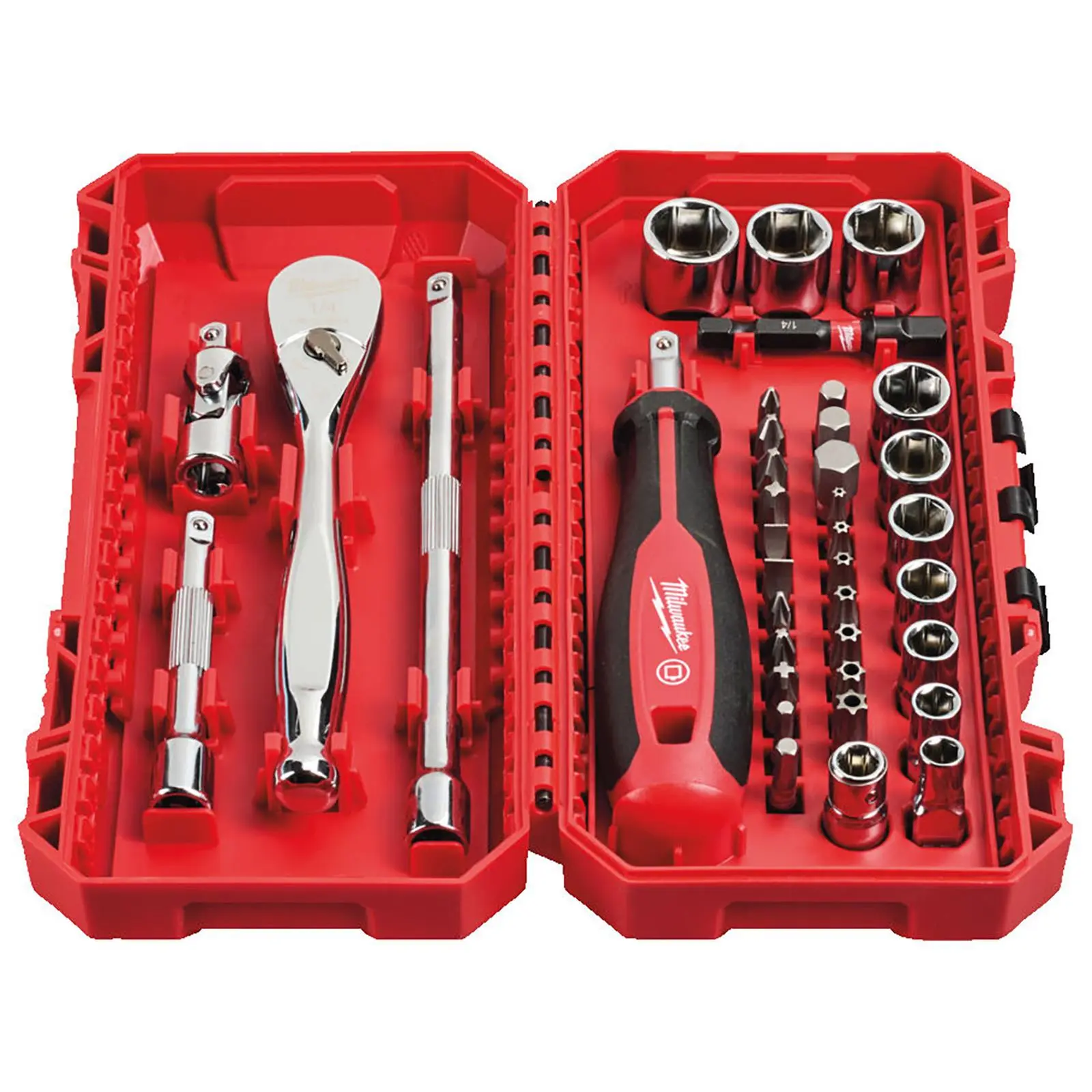 Milwaukee 1/4" Ratchet Driver Socket Set Metric In PACKOUT Compatible Box 38pc - Image 2