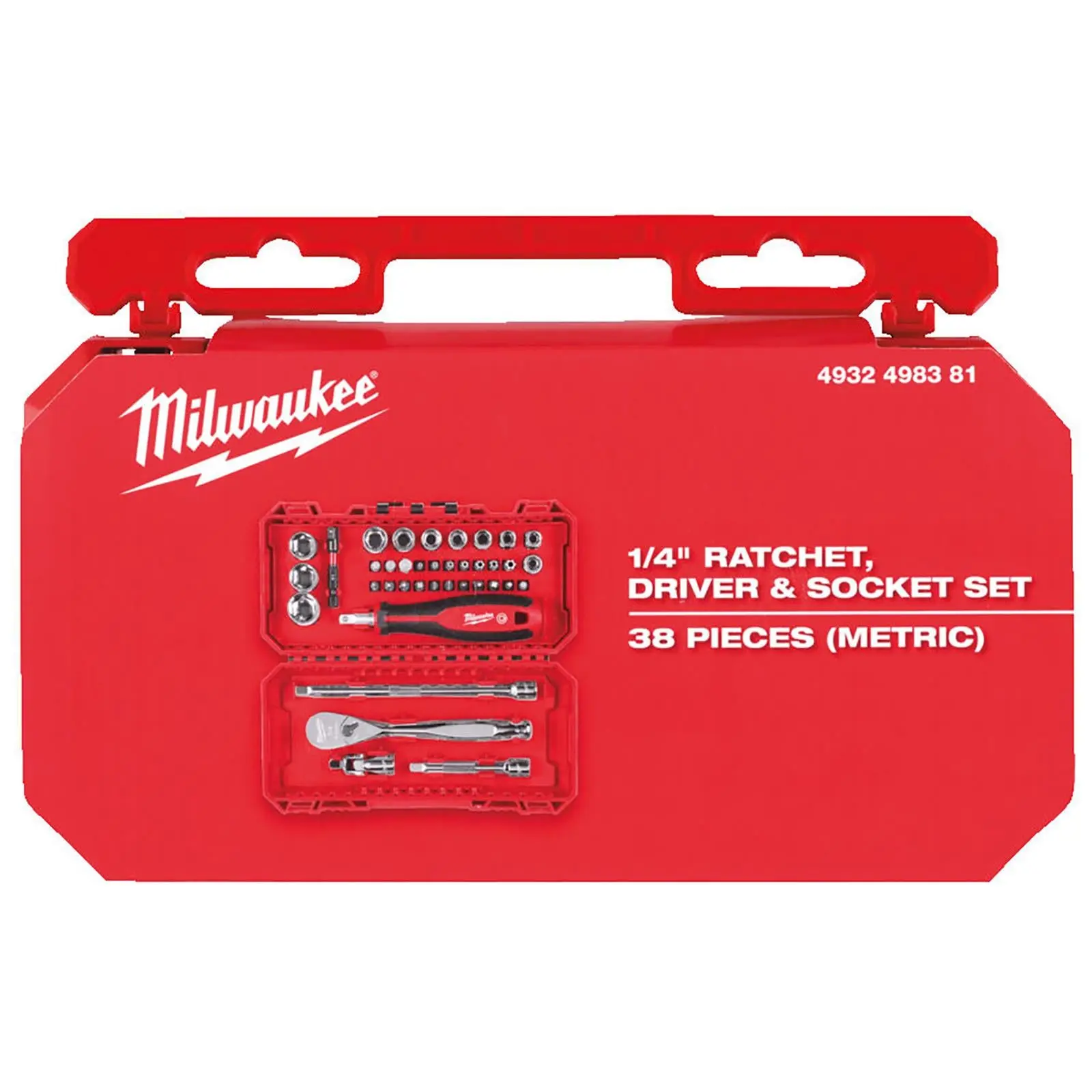Milwaukee 1/4" Ratchet Driver Socket Set Metric In PACKOUT Compatible Box 38pc - Image 4