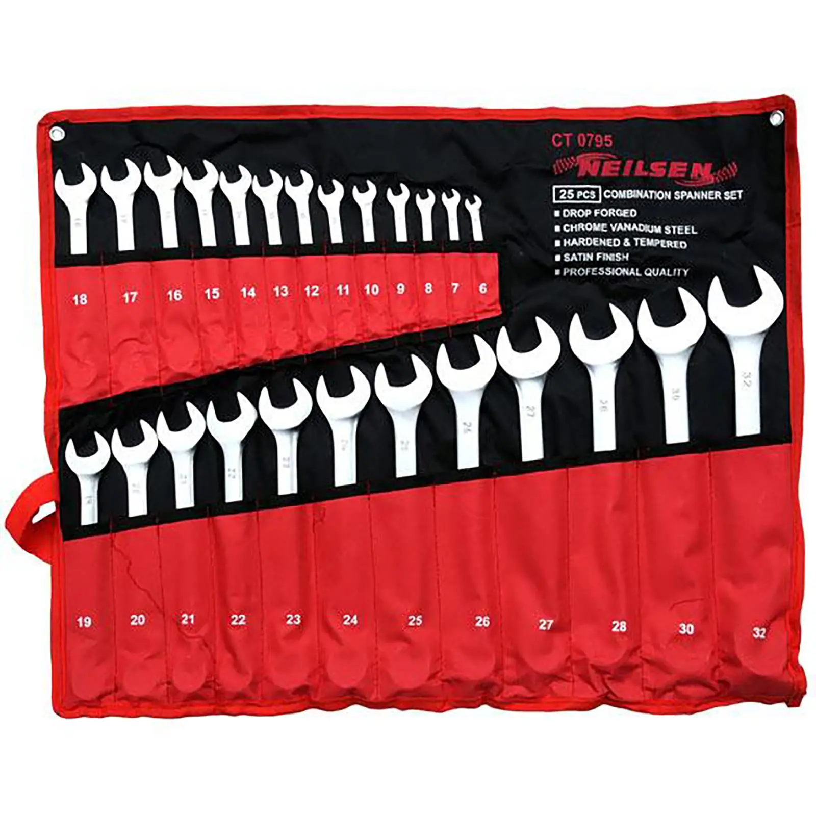Neilsen Combination Spanner Set Metric Combo Open End Ring Garage Tool Set 25pc - Image 3