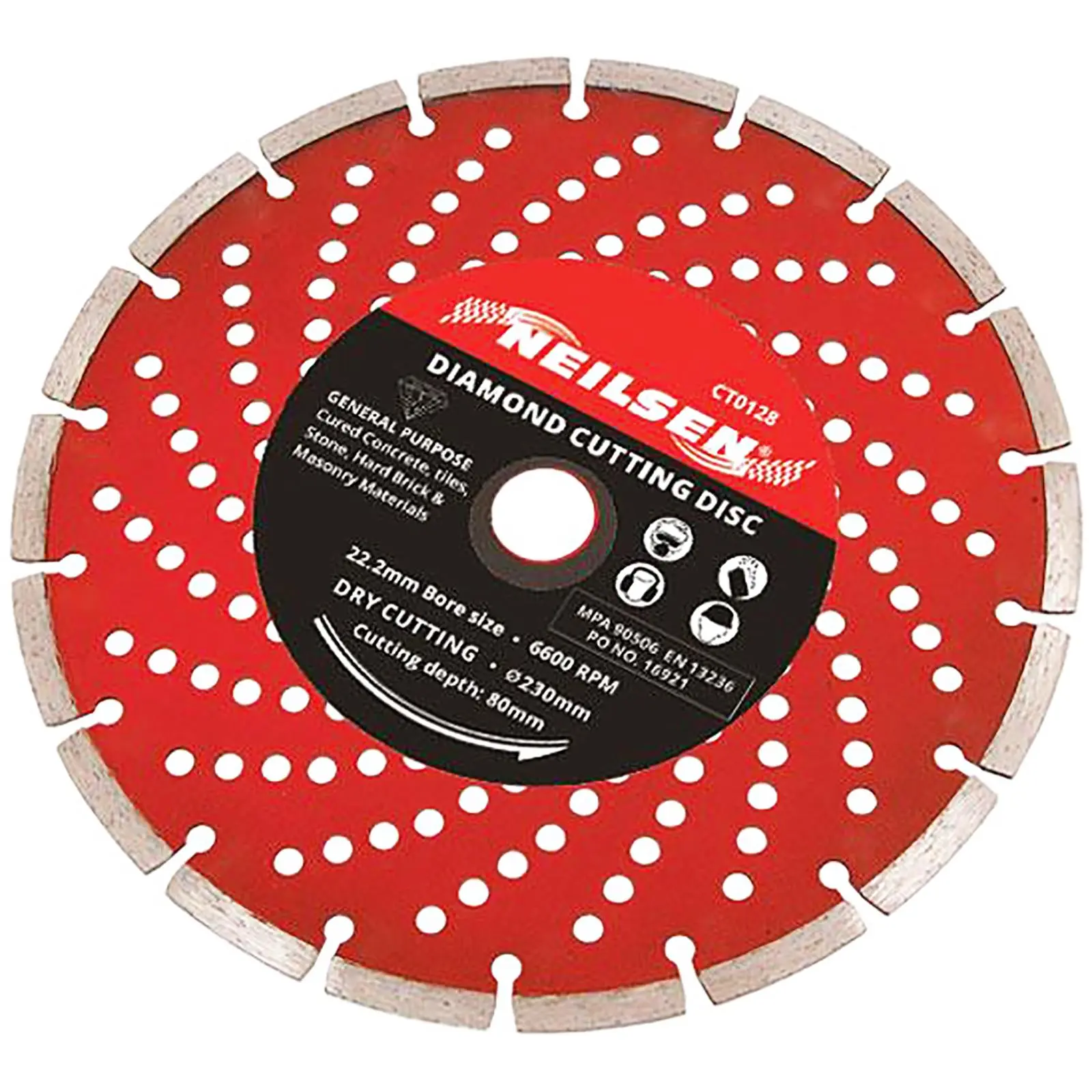 Neilsen Diamond Cutting Disc Dry 230mm 9" Tile Concrete Stone Brick Masonry - Image 2