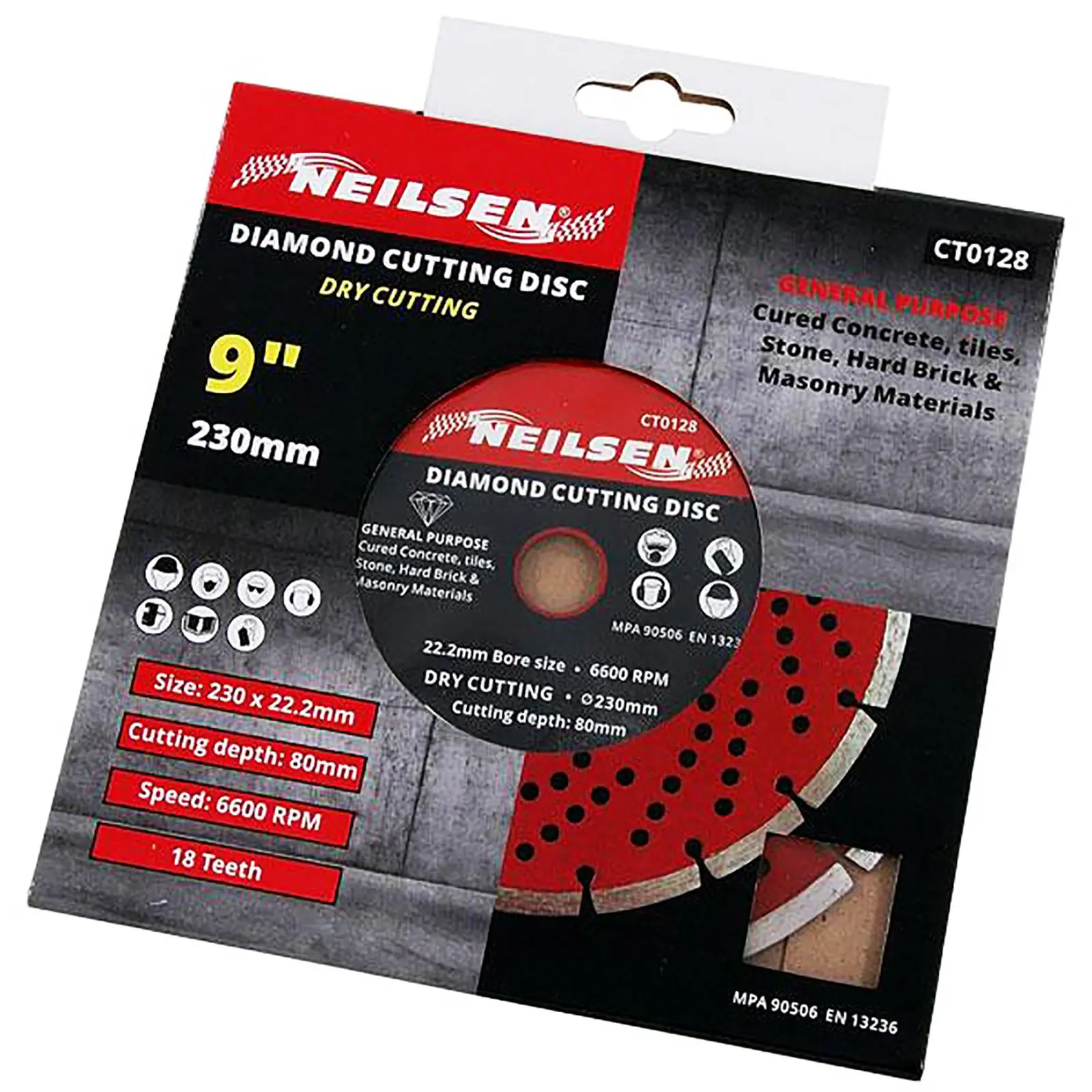 Neilsen Diamond Cutting Disc Dry 230mm 9" Tile Concrete Stone Brick Masonry - Image 3