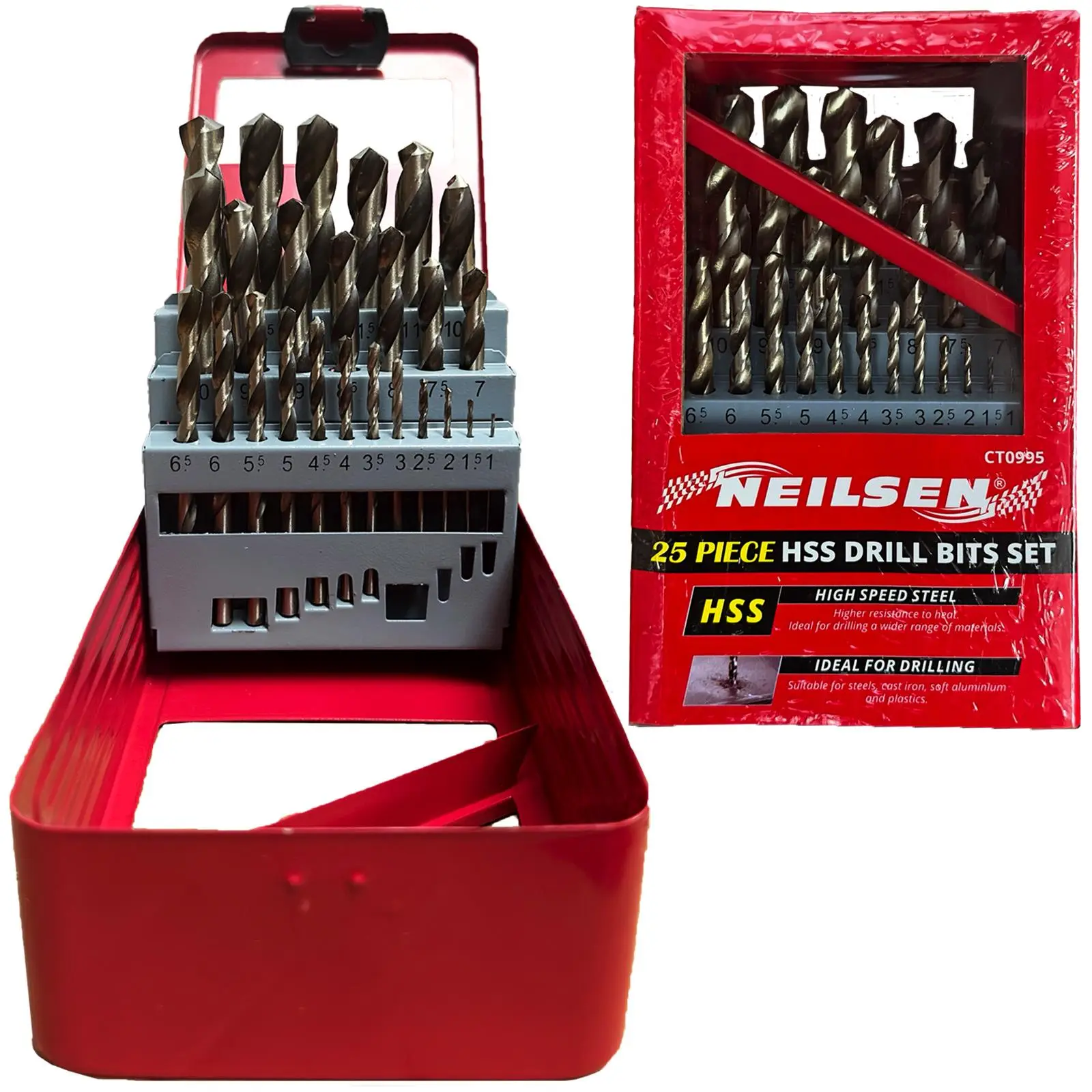 Neilsen HSS Drill Bit Set Metal 1-13mm Split Point High Speed Steel Copper Brass
