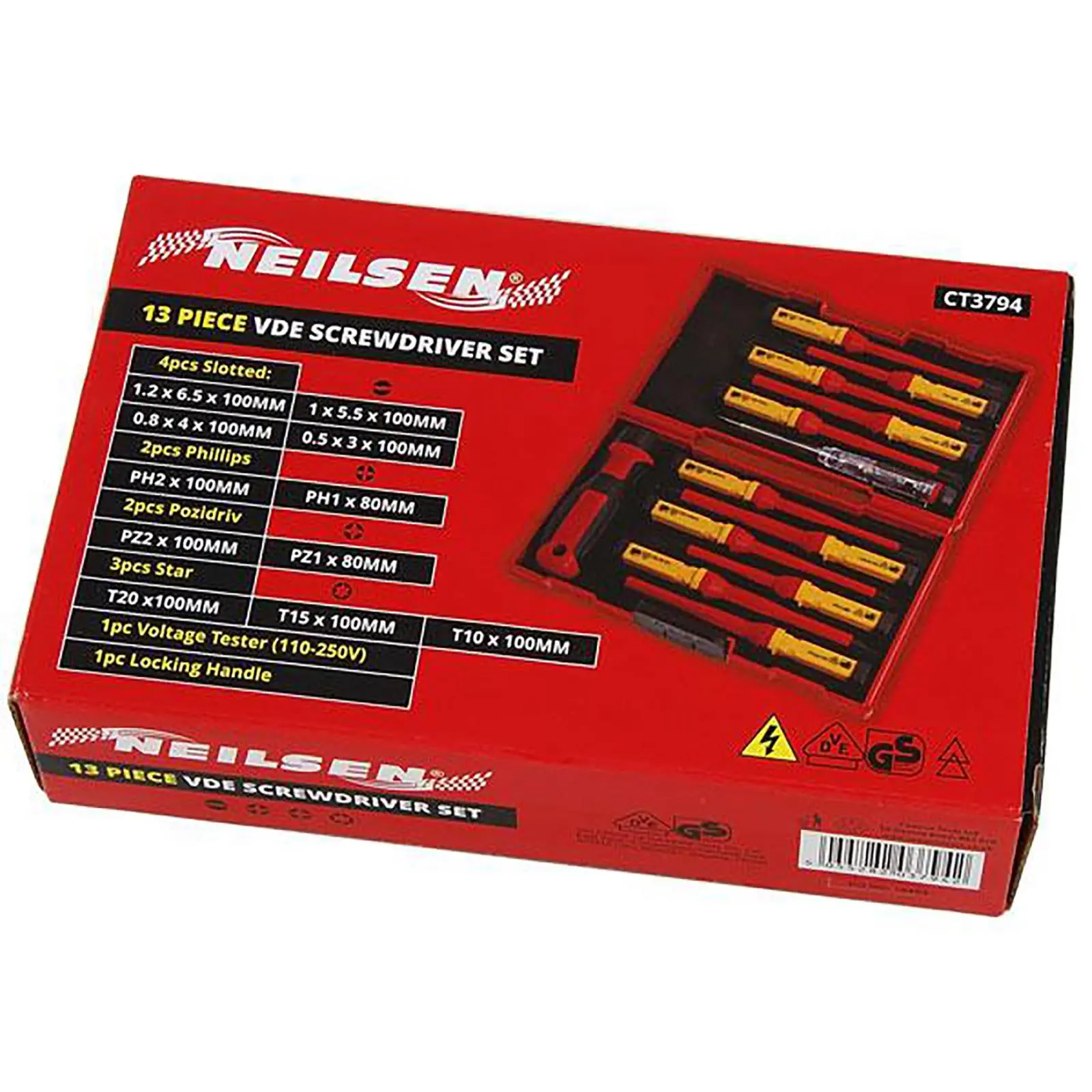 Neilsen Insulated Screwdriver Set VDE Slotted Phillips Pozi Torx Electricians 13pc - Image 4