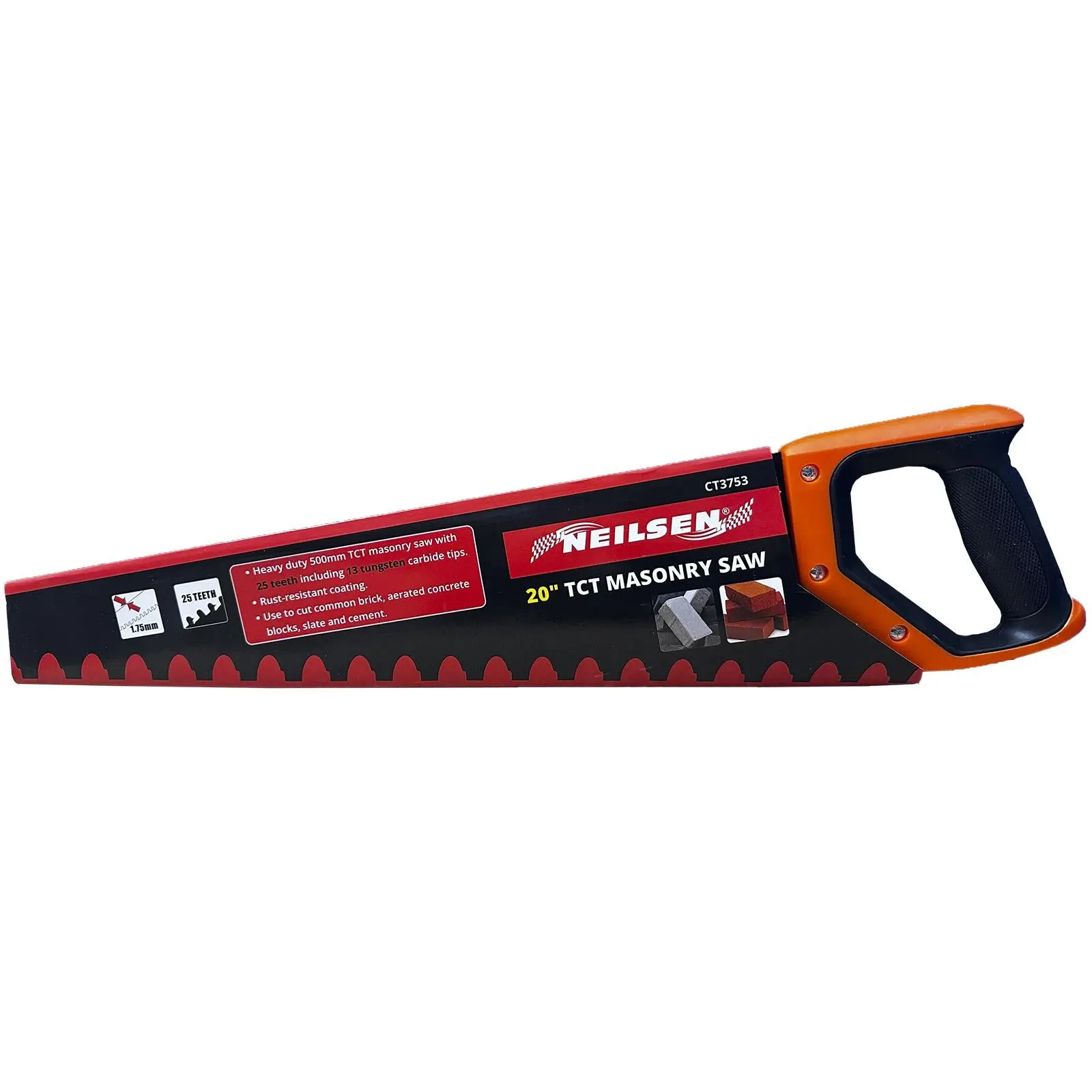 Neilsen Masonry Hand Saw Heavy Duty TCT Tips Brick Concrete Block 20" 500mm - Image 2