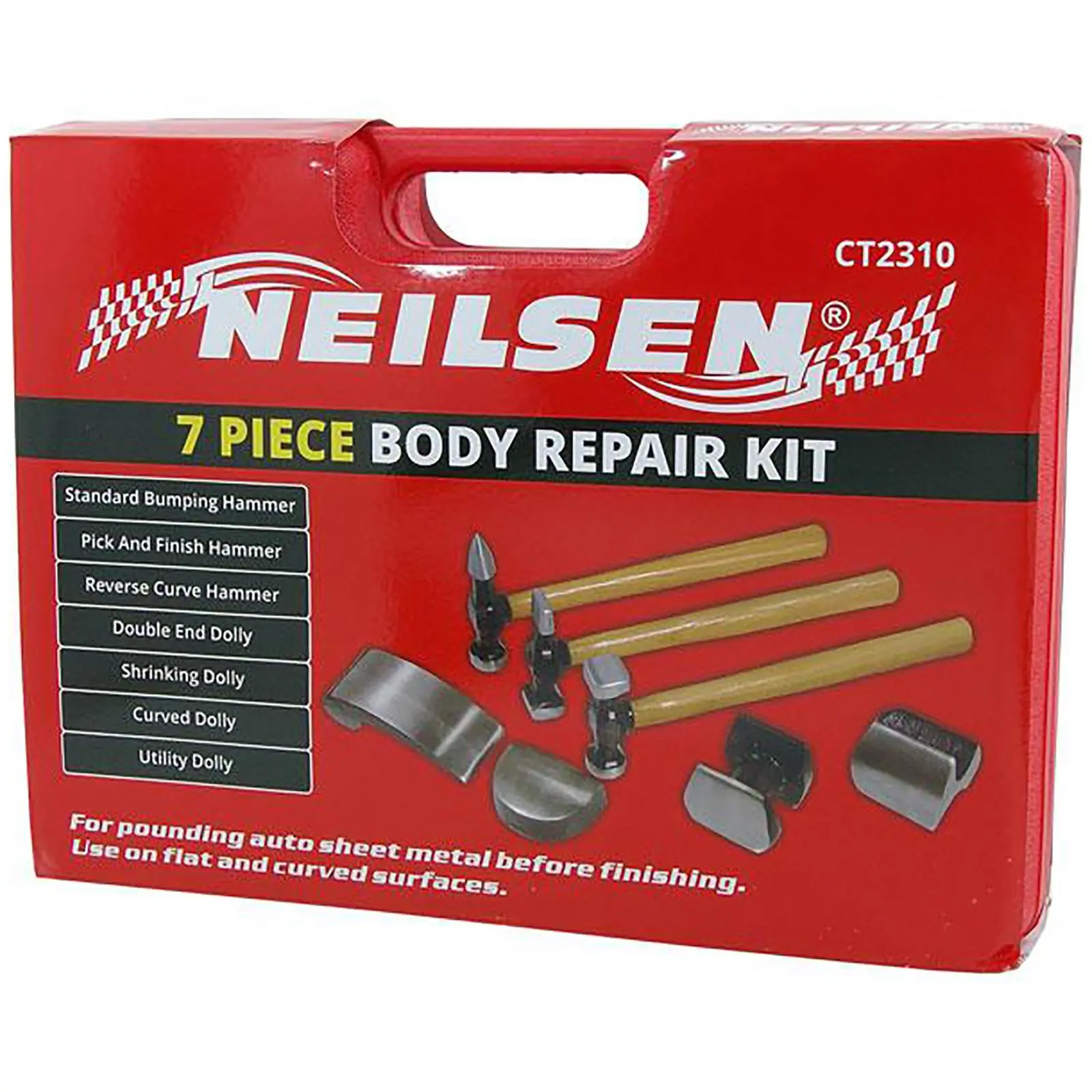Neilsen Panel Beating Set Car Body Repair Kit Dent Hammer Automotive Garage 7pc - Image 3