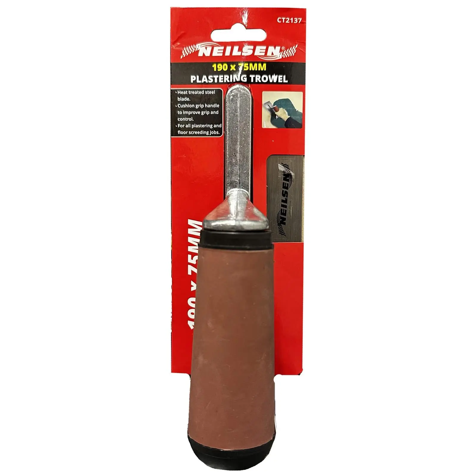 Neilsen Plastering Trowel Soft Cushion Grip Handle Float Screed 190 x 75mm - Image 3