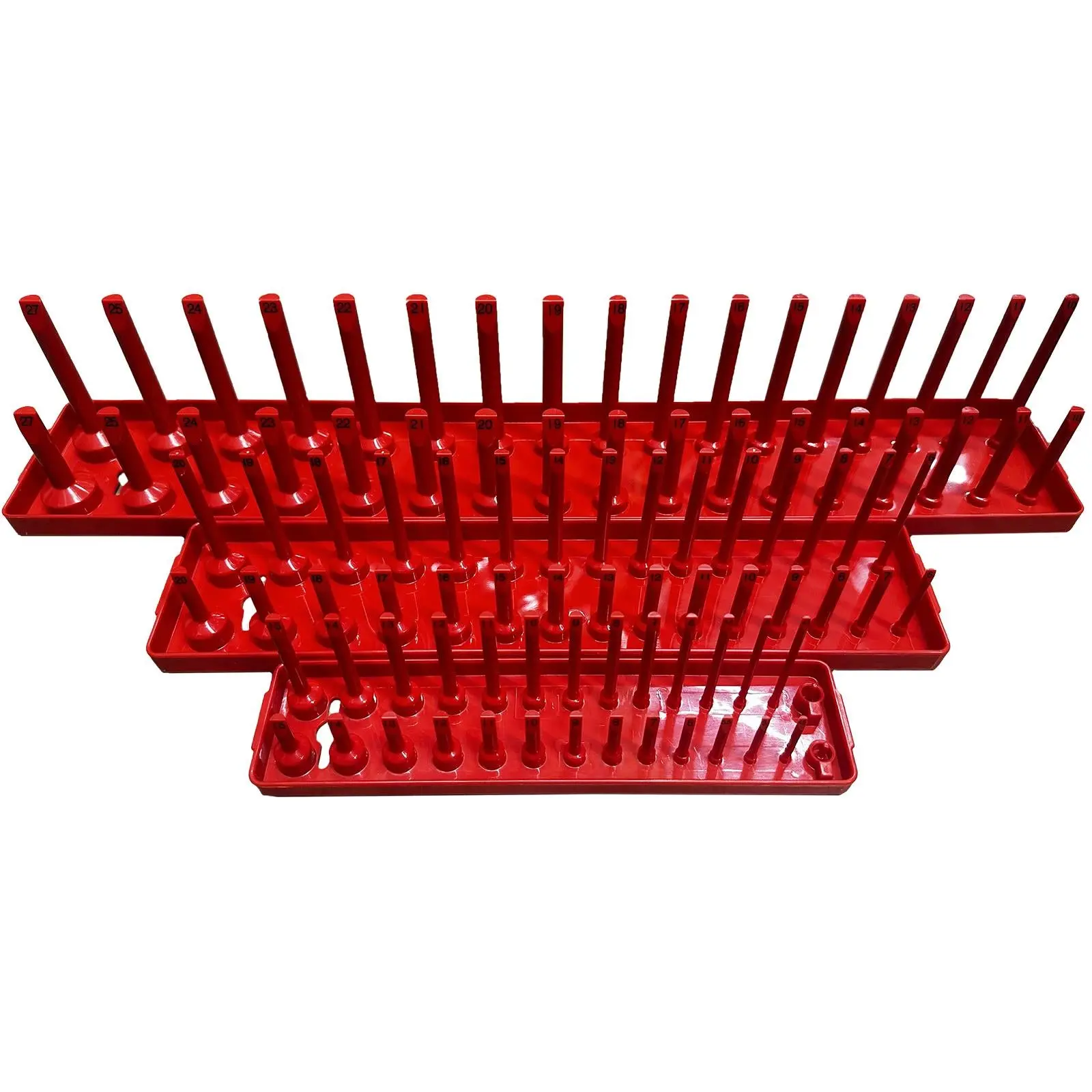 Neilsen Socket Rail Tray Rack Set 1/4" 3/8" 1/2" Deep Shallow Storage Organiser 3pc - Image 2