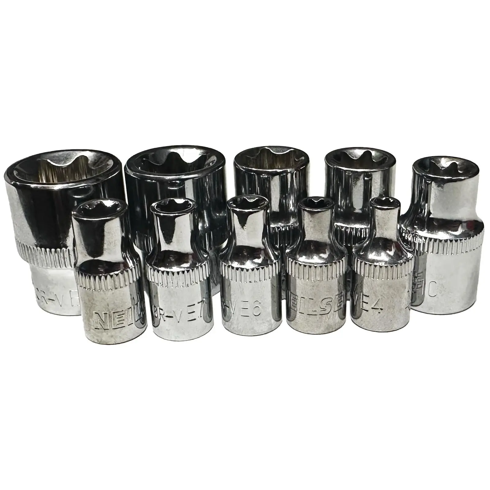 Neilsen Torx Star Socket Set Female External Socket Rail 1/4" 3/8" Drive E4-E16 10 Pieces - Image 4