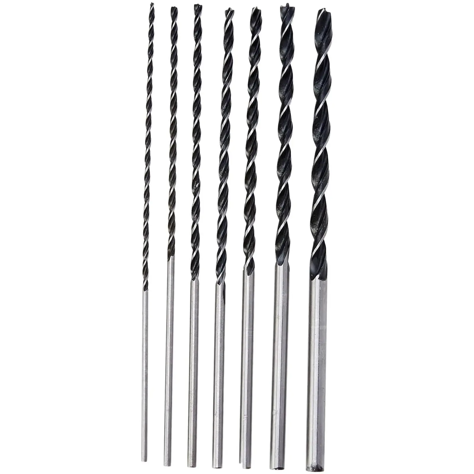 Neilsen Wood Auger Drill Bit Set 300mm Extra Long Spiral Woodwork 4-12mm 7pc - Image 3