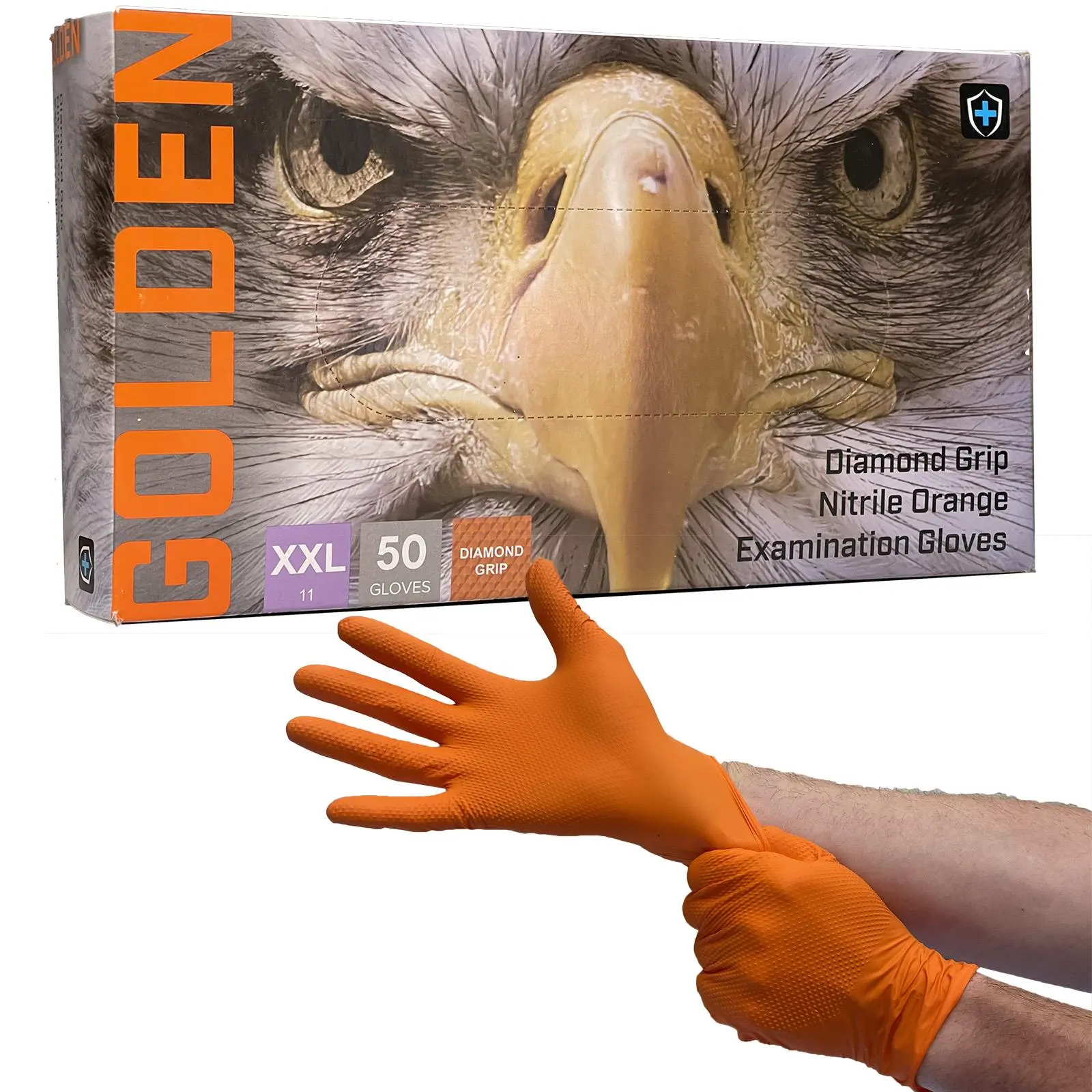 ORN Nitrile Disposable Gloves Golden Diamond Grip Orange Powder Latex Free 50 Box - Choose Size - Image 4