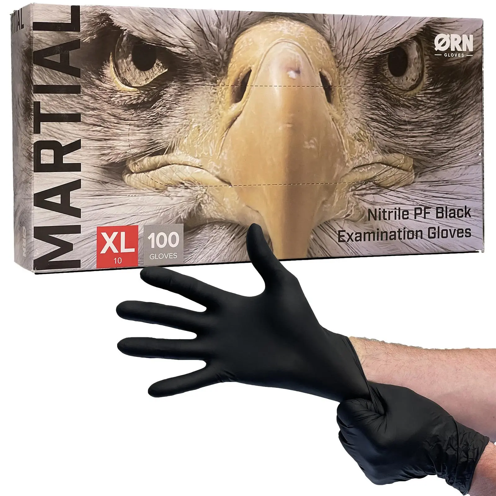 ORN Nitrile Disposable Gloves Martial Black Powder Latex Free 100 Box - Choose Size - Image 2