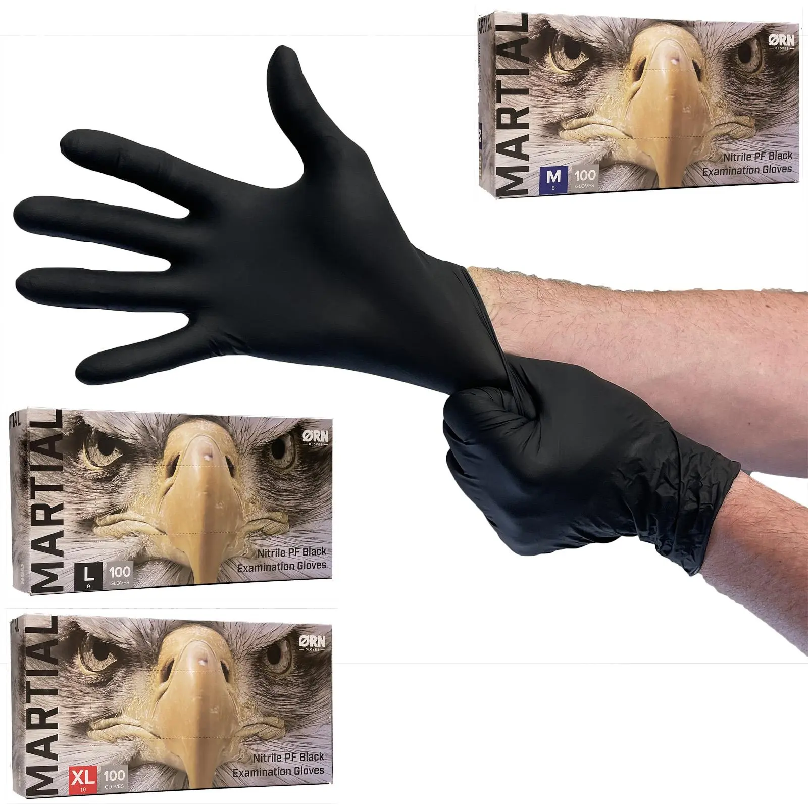 ORN Nitrile Disposable Gloves Martial Black Powder Latex Free 100 Box - Choose Size - Image 4