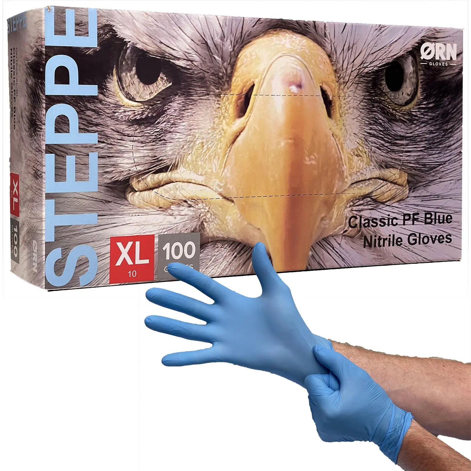 ORN Nitrile Disposable Gloves Steppe Classic Blue Powder Latex Free 100 Box - Choose Size - Image 2