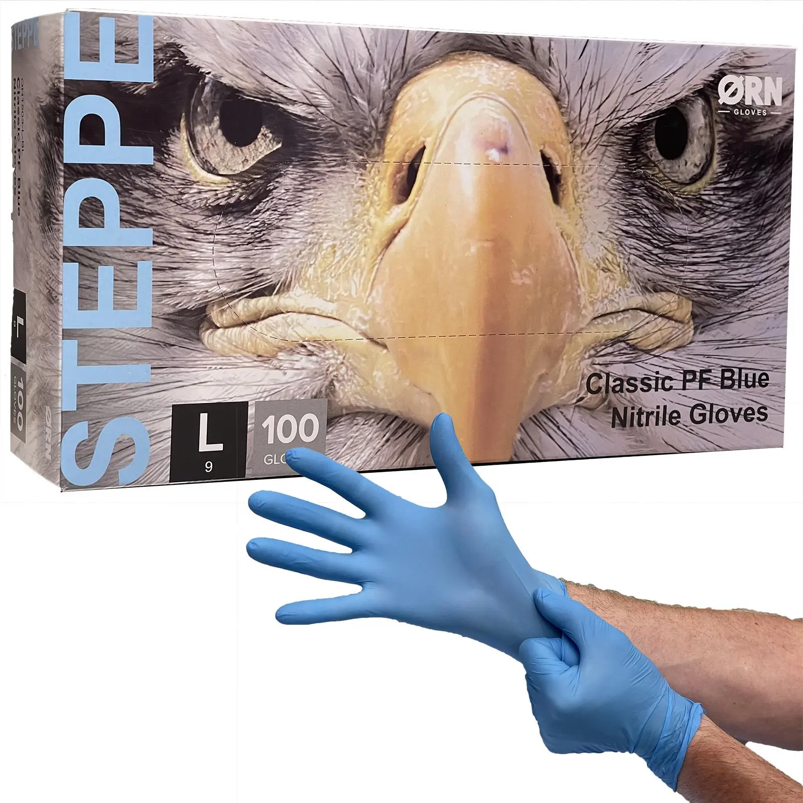 ORN Nitrile Disposable Gloves Steppe Classic Blue Powder Latex Free 100 Box - Choose Size - Image 3